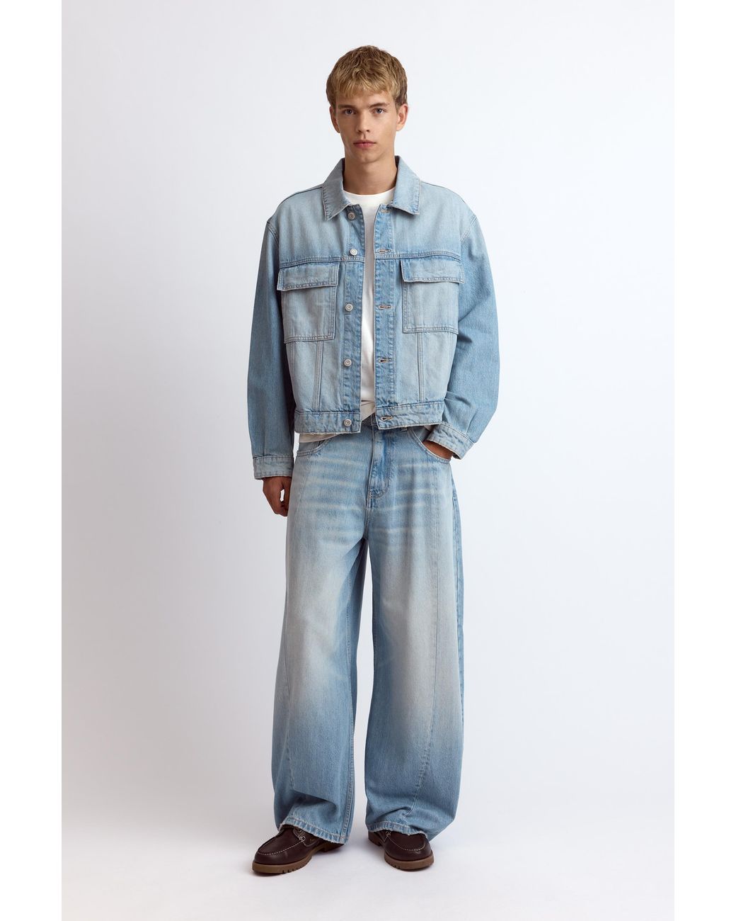 Pull&Bear Blue Trucker Denim Jacket for men
