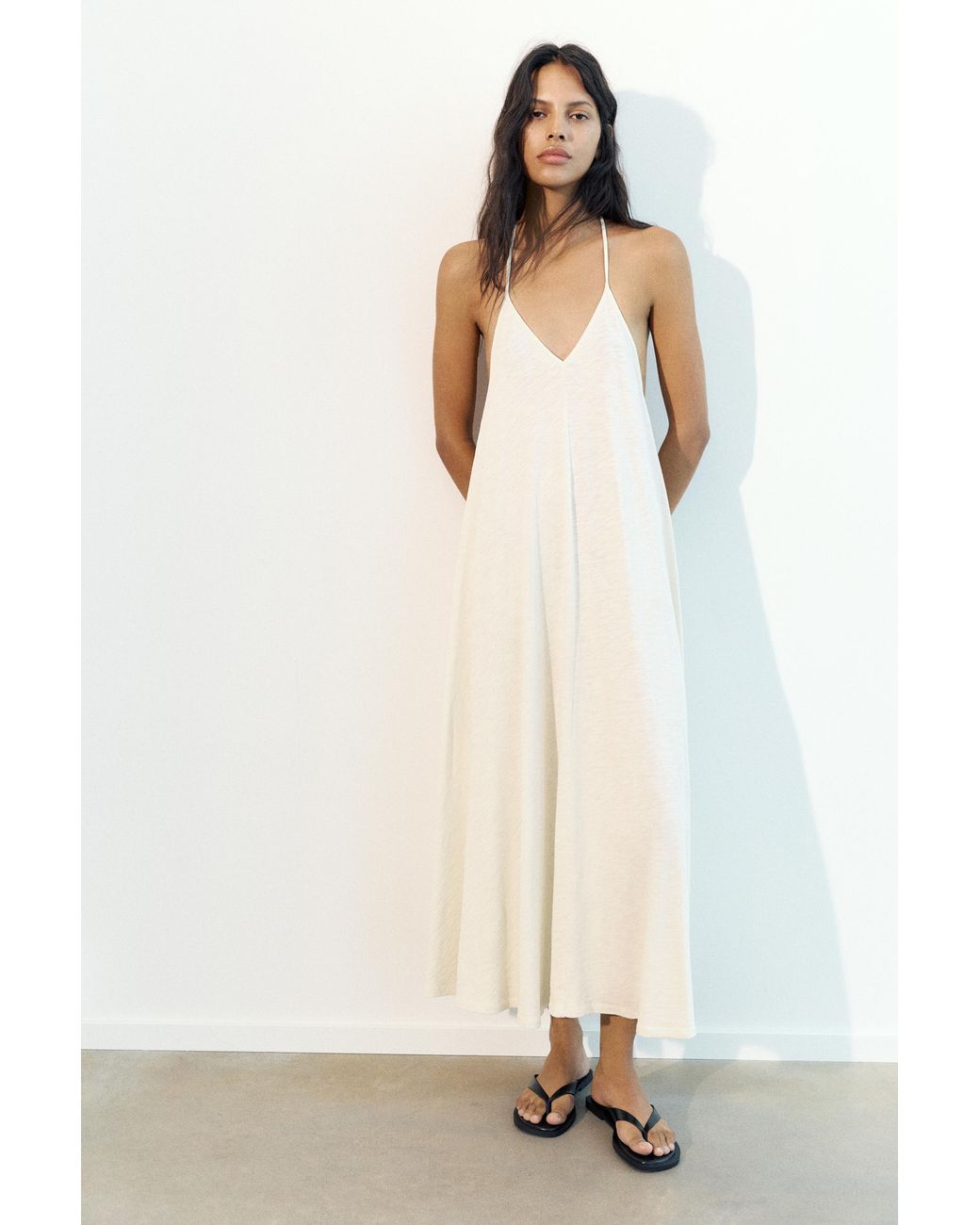 Pull&Bear White Strappy Back Midi Dress