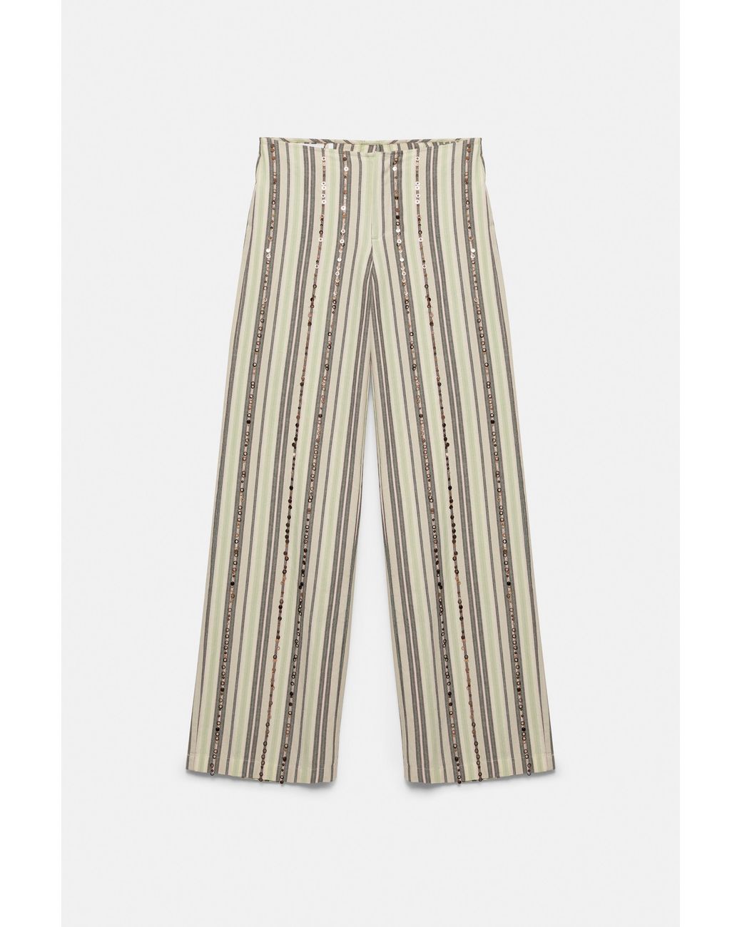 Pull&Bear Brown Striped Sequin Trousers