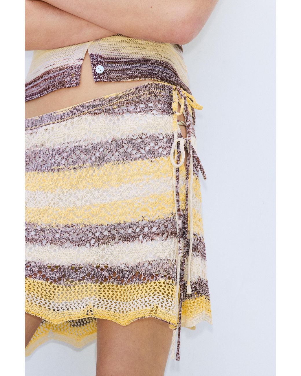 Pull&Bear Gray Space Dye Cutwork Mini Skirt