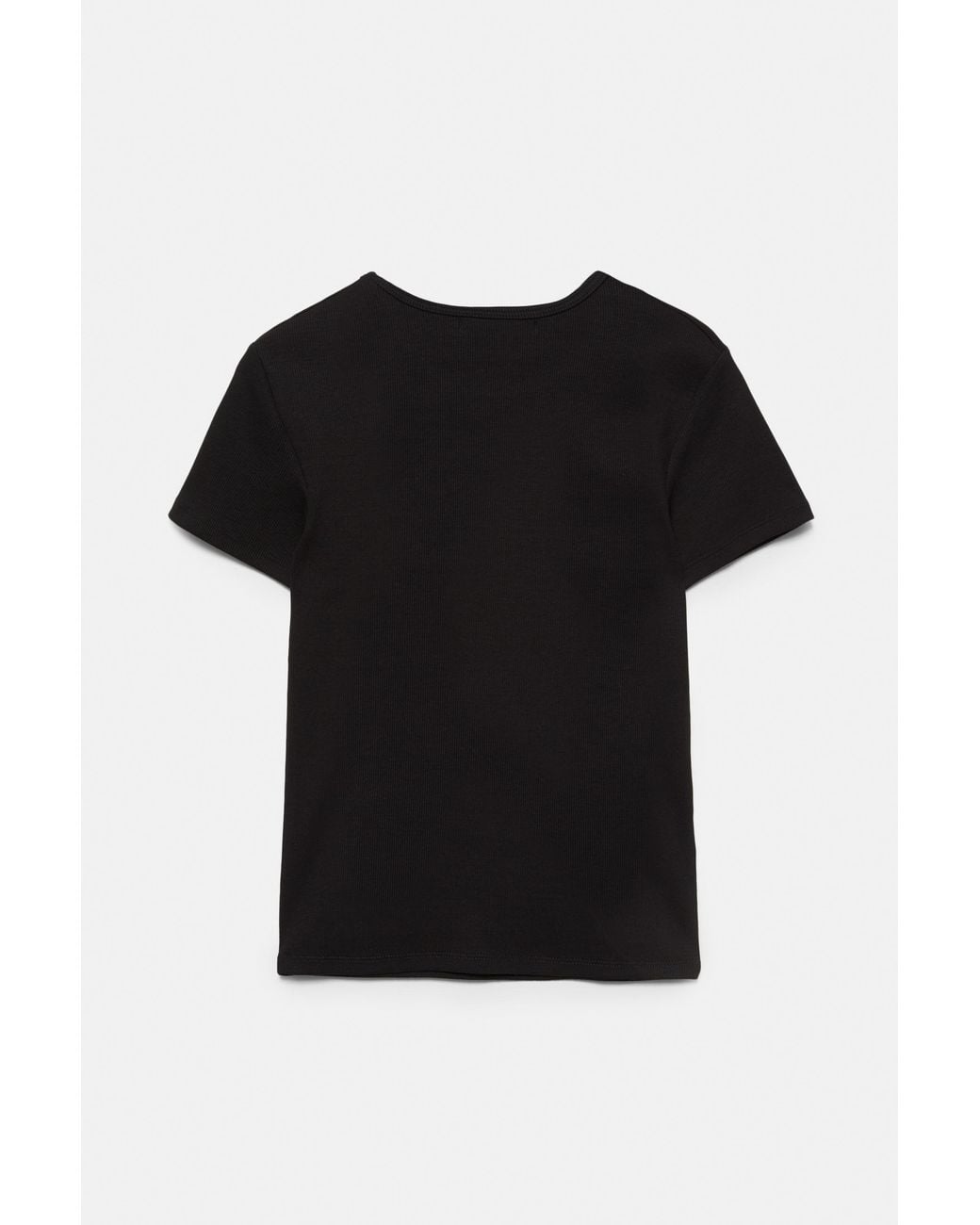 Pull&Bear Geribd T-Shirt Met Korte Mouw in het Black