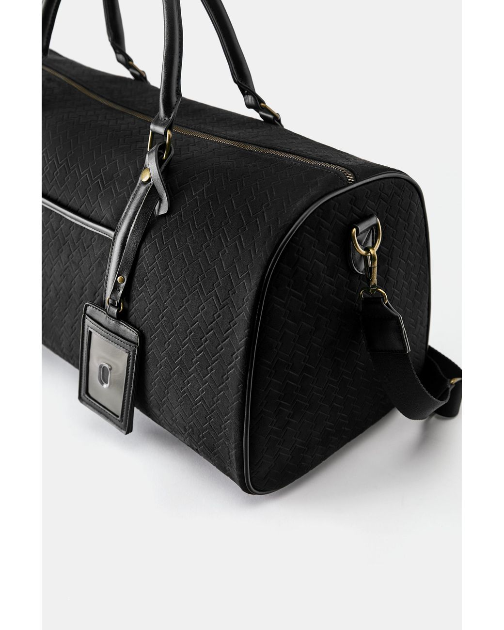 Pull&Bear Black Embossed Bowling Bag With Embellishment for men