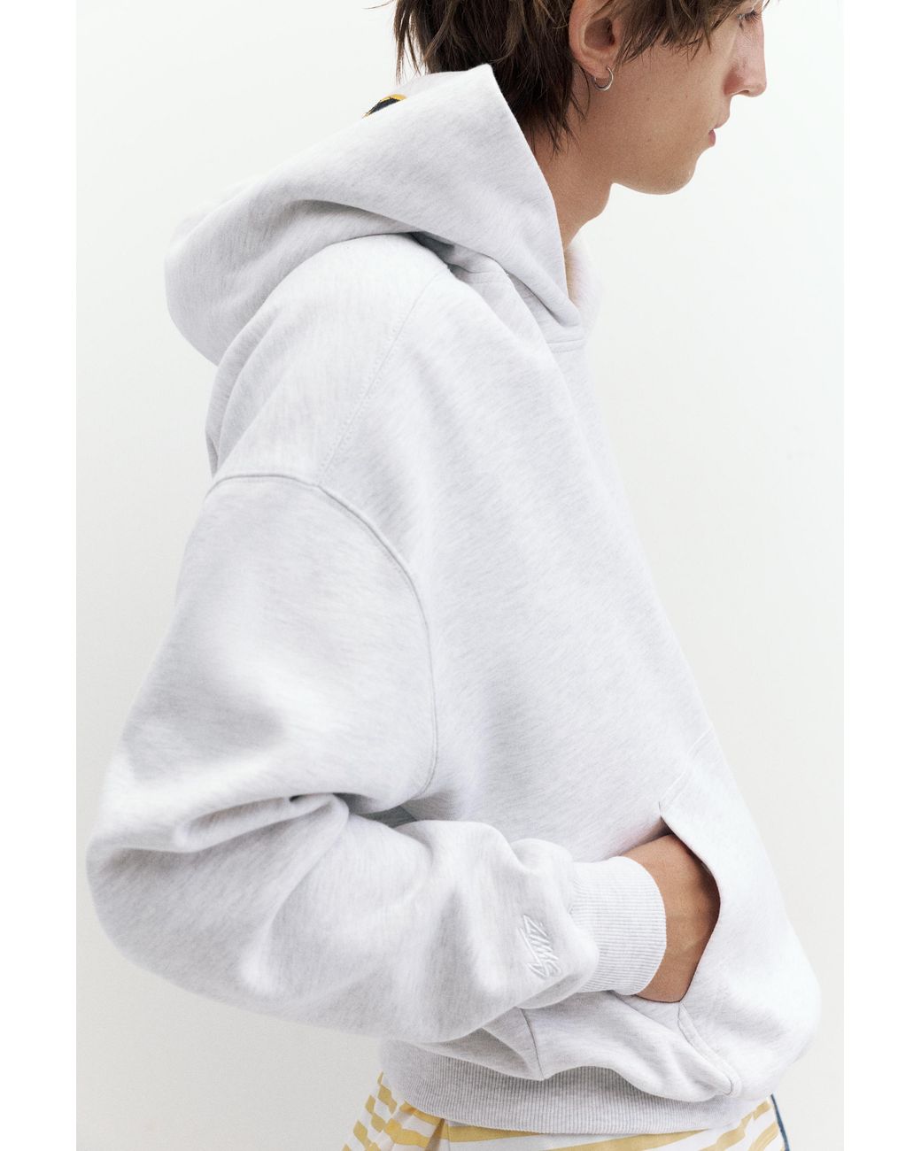 Pull&Bear White Boxy Stwd Logo Hoodie for men