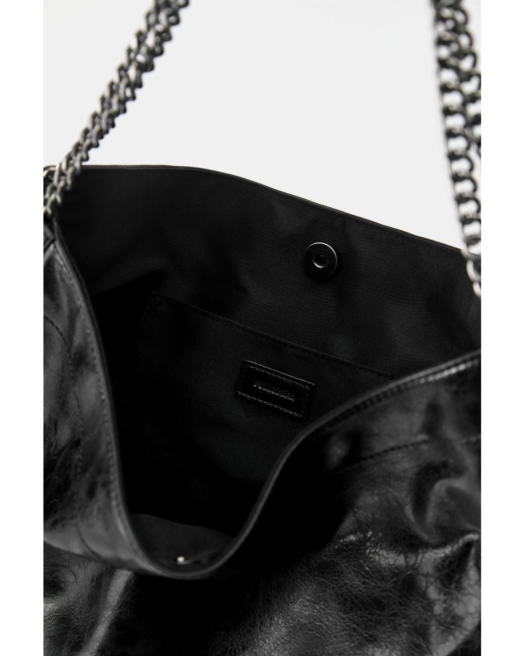 Pull&Bear Black Suede Chain Shopper Bag