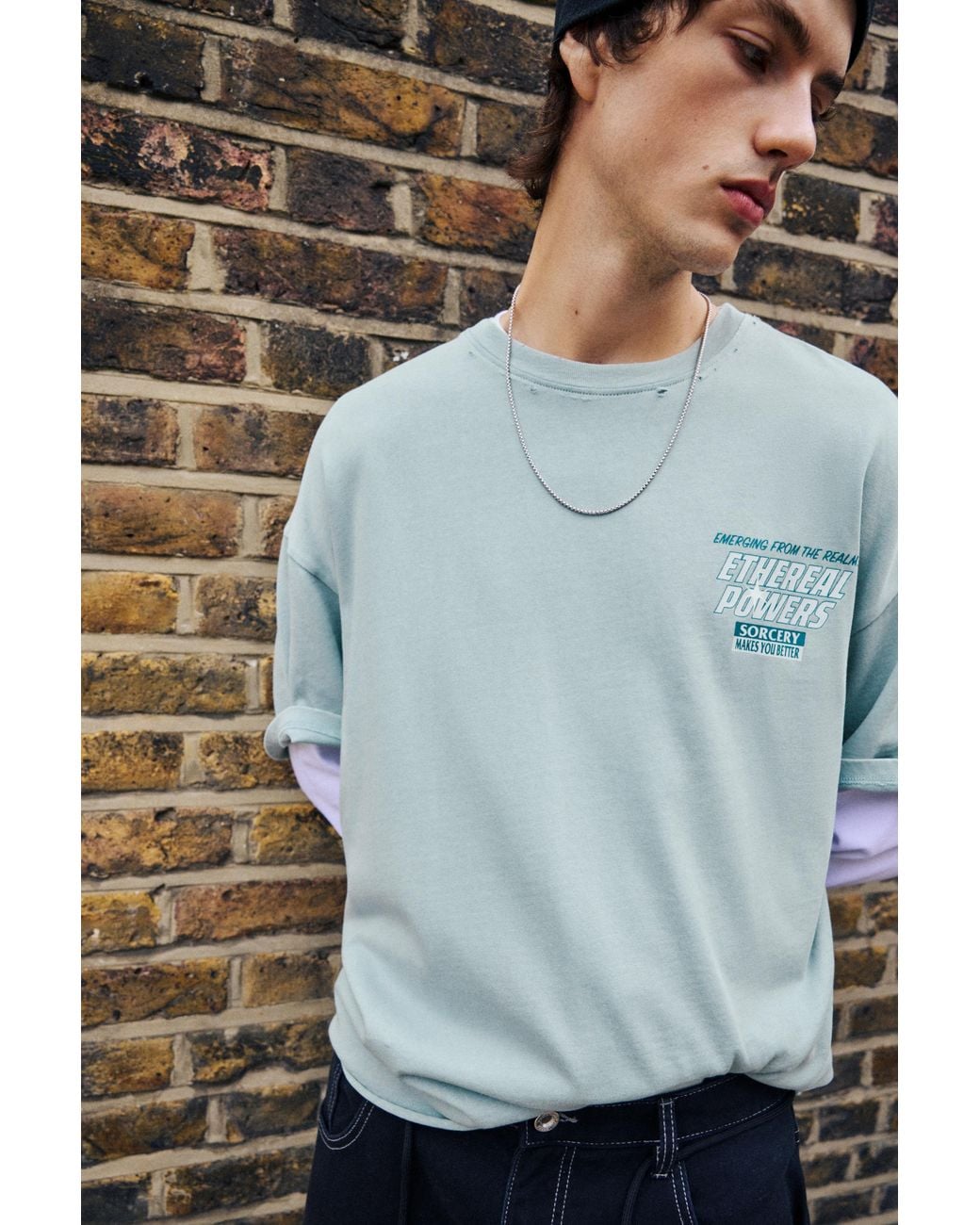 Pull&Bear Gray Stwd Boxy T-Shirt for men