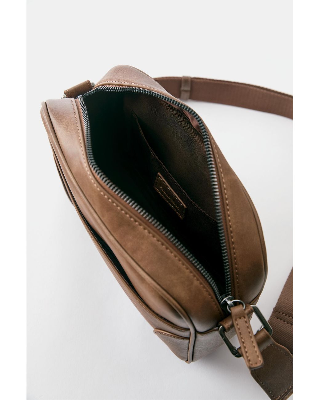 Pull&Bear Brown Distressed Crossbody Bag for men
