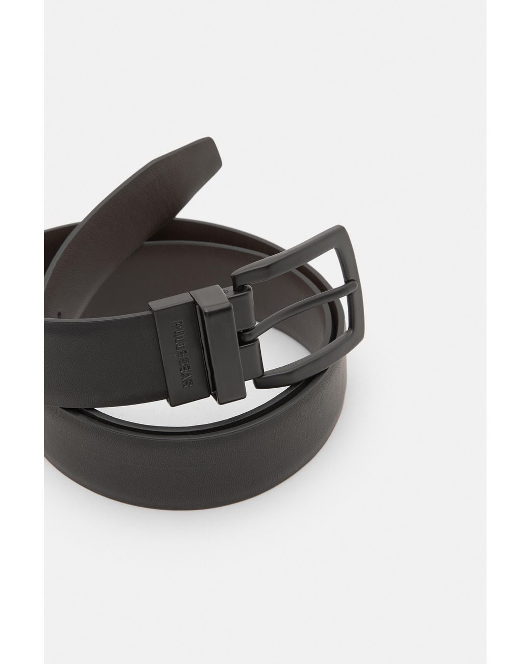 Pull&Bear Brown Reversible Leather Effect Belt for men