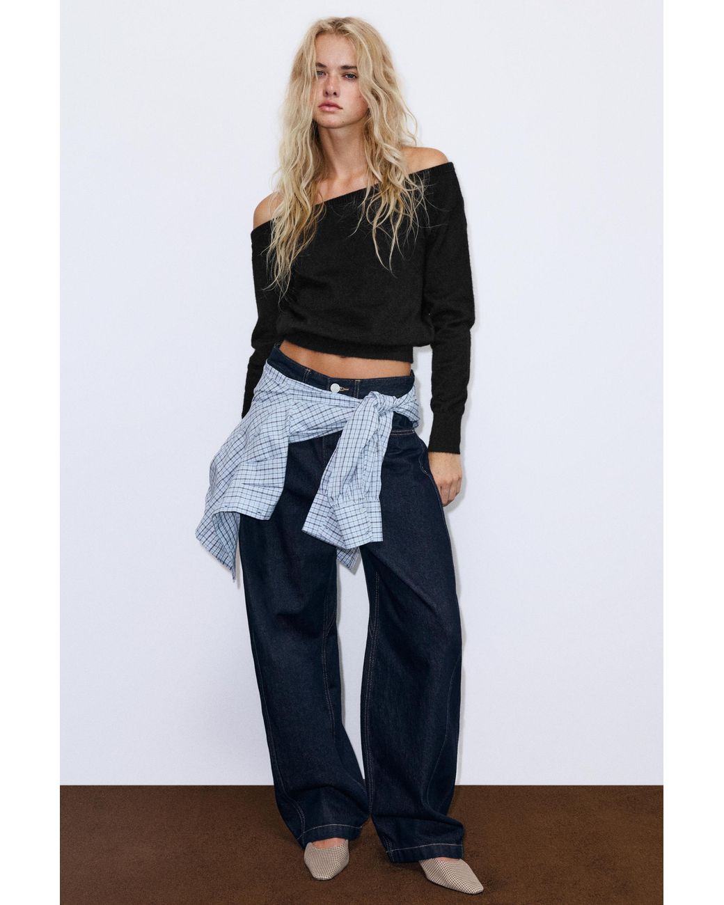 Pull&Bear Black Boat-Neck Jumper
