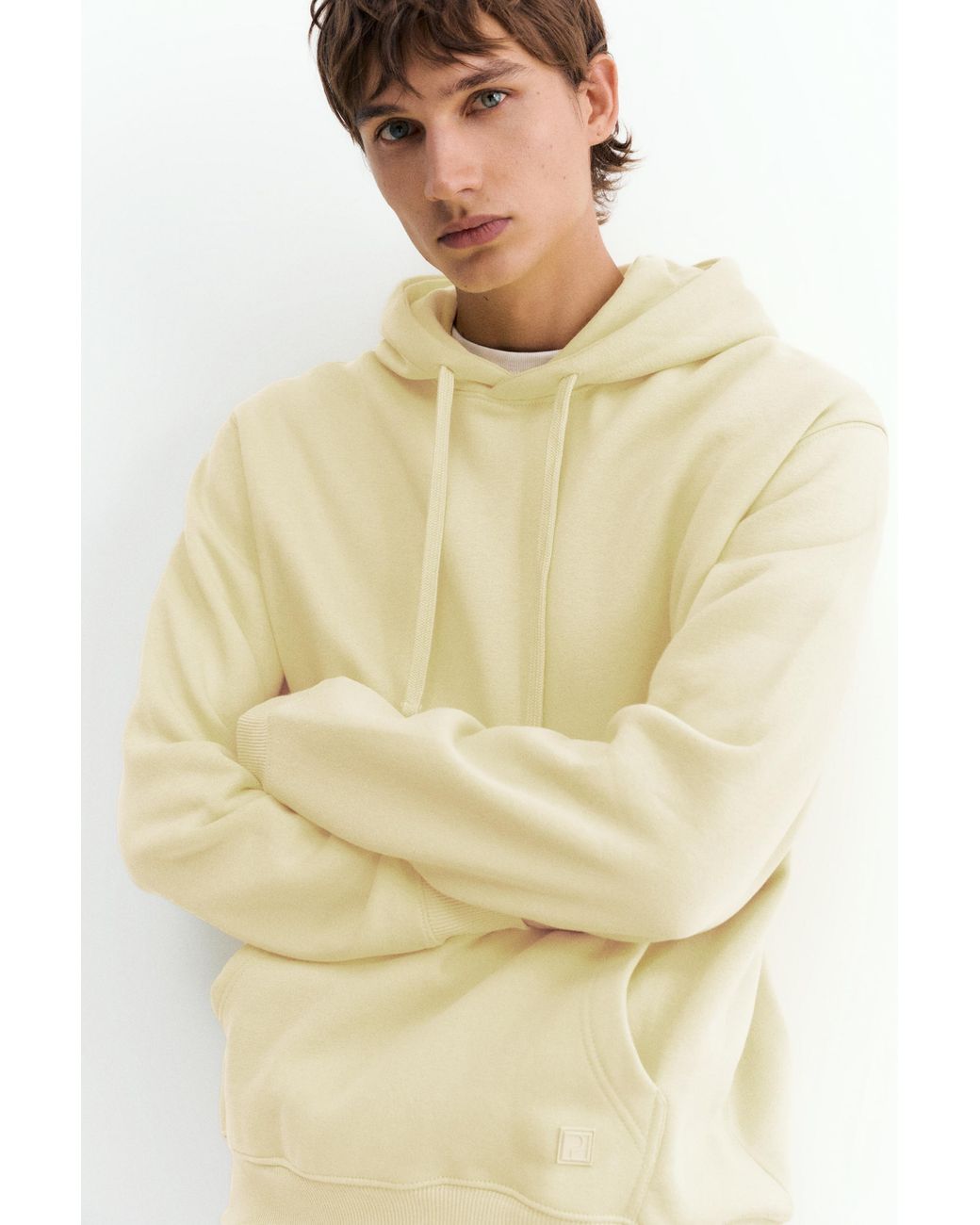 Pull&Bear Natural Basic Hooded Sweatshirt for men