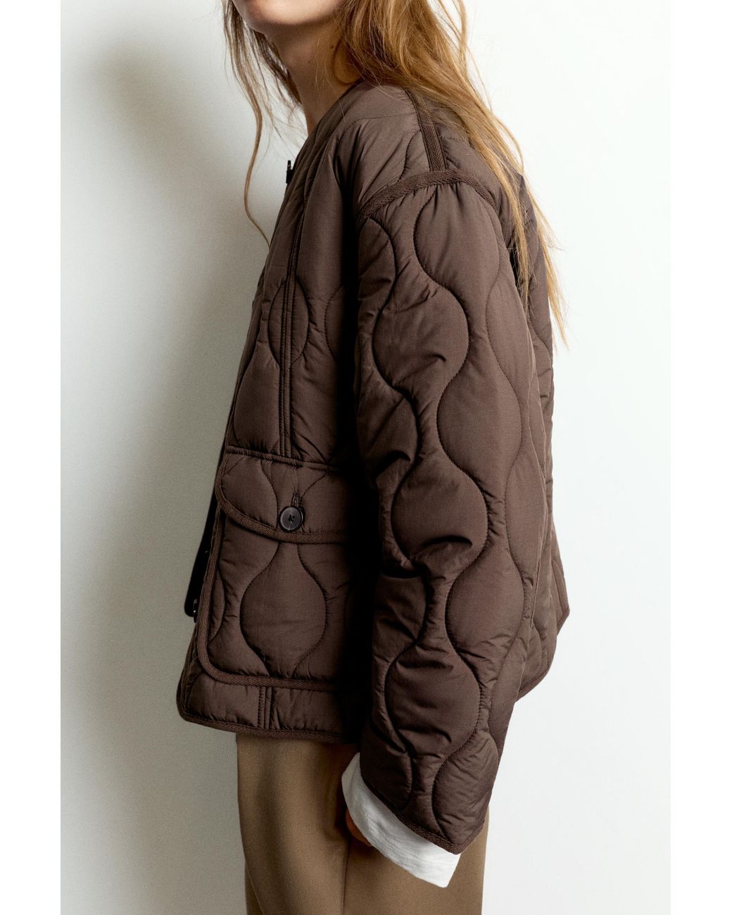Pull&Bear Blue Puffer Jacket With Pockets