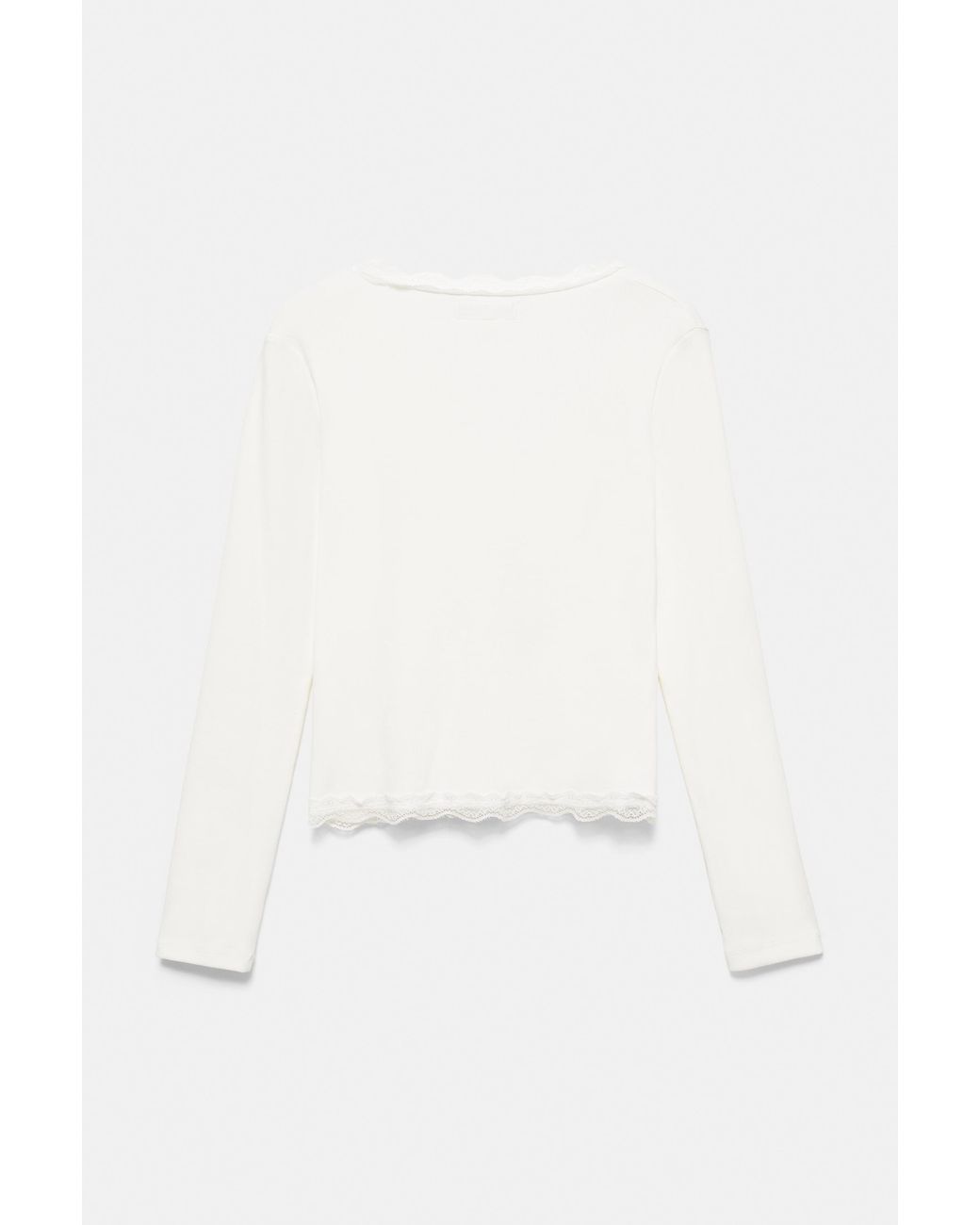 Pull&Bear Gray Buttoned Lace T-Shirt