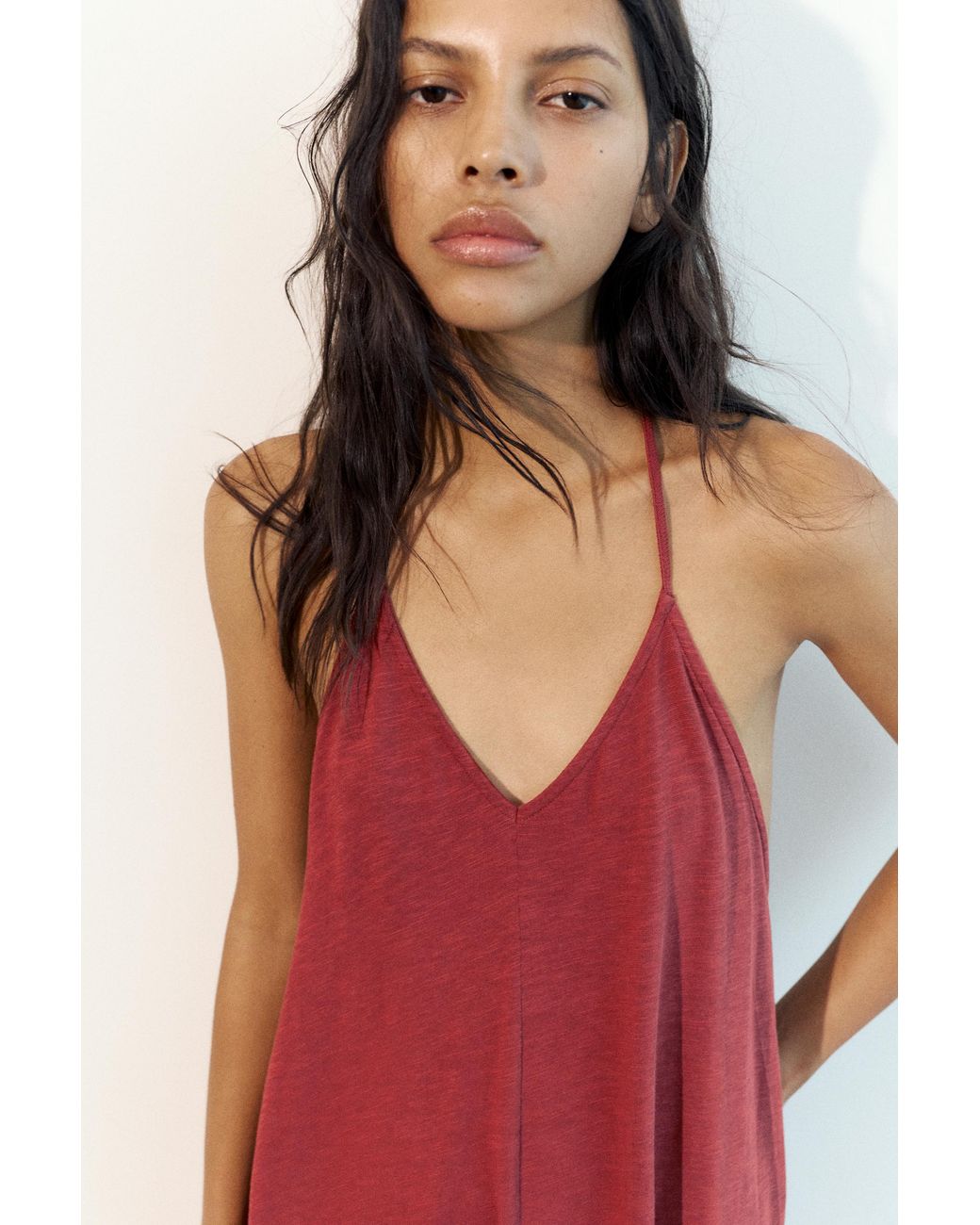 Pull&Bear Red Strappy Back Midi Dress