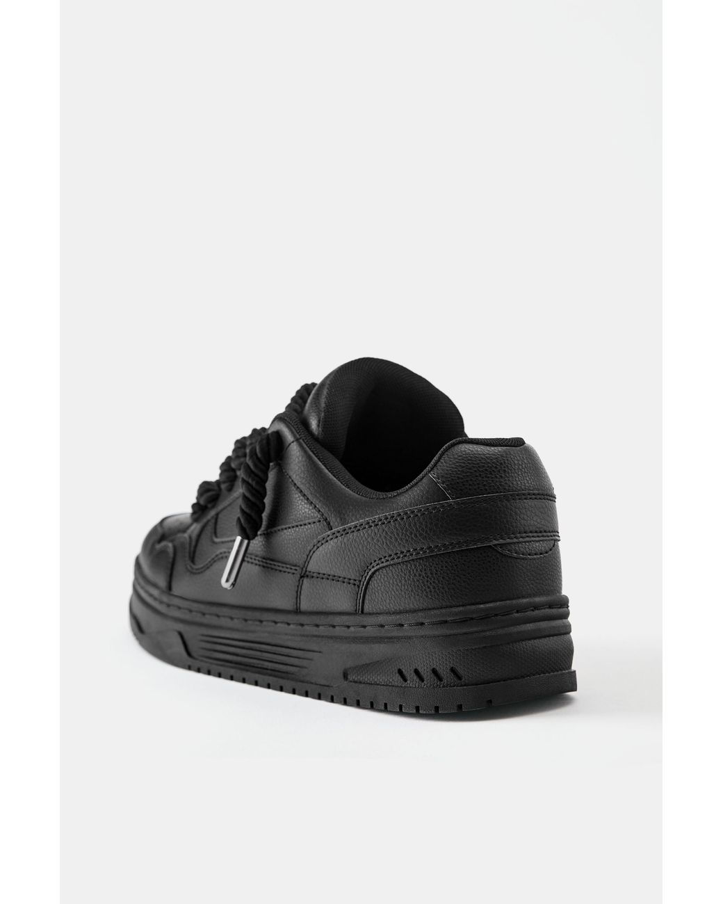 Pull&Bear Black Stwd Lace-Up Trainers for men