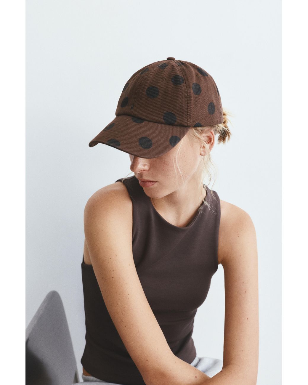 Pull&Bear Brown Polka Dot Cap