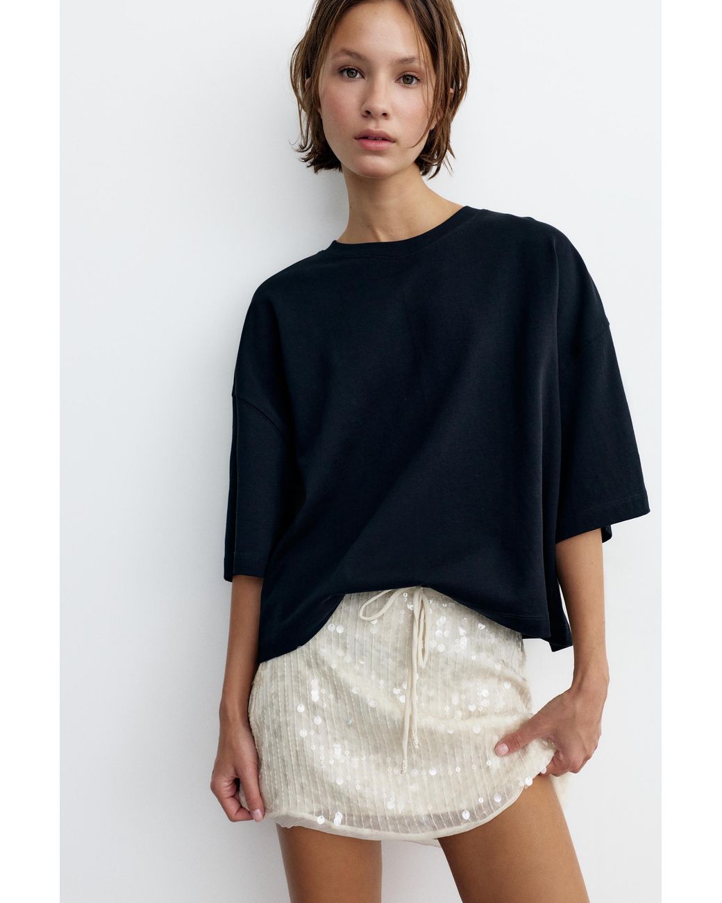 Pull&Bear Blue Sequin Mini Skirt