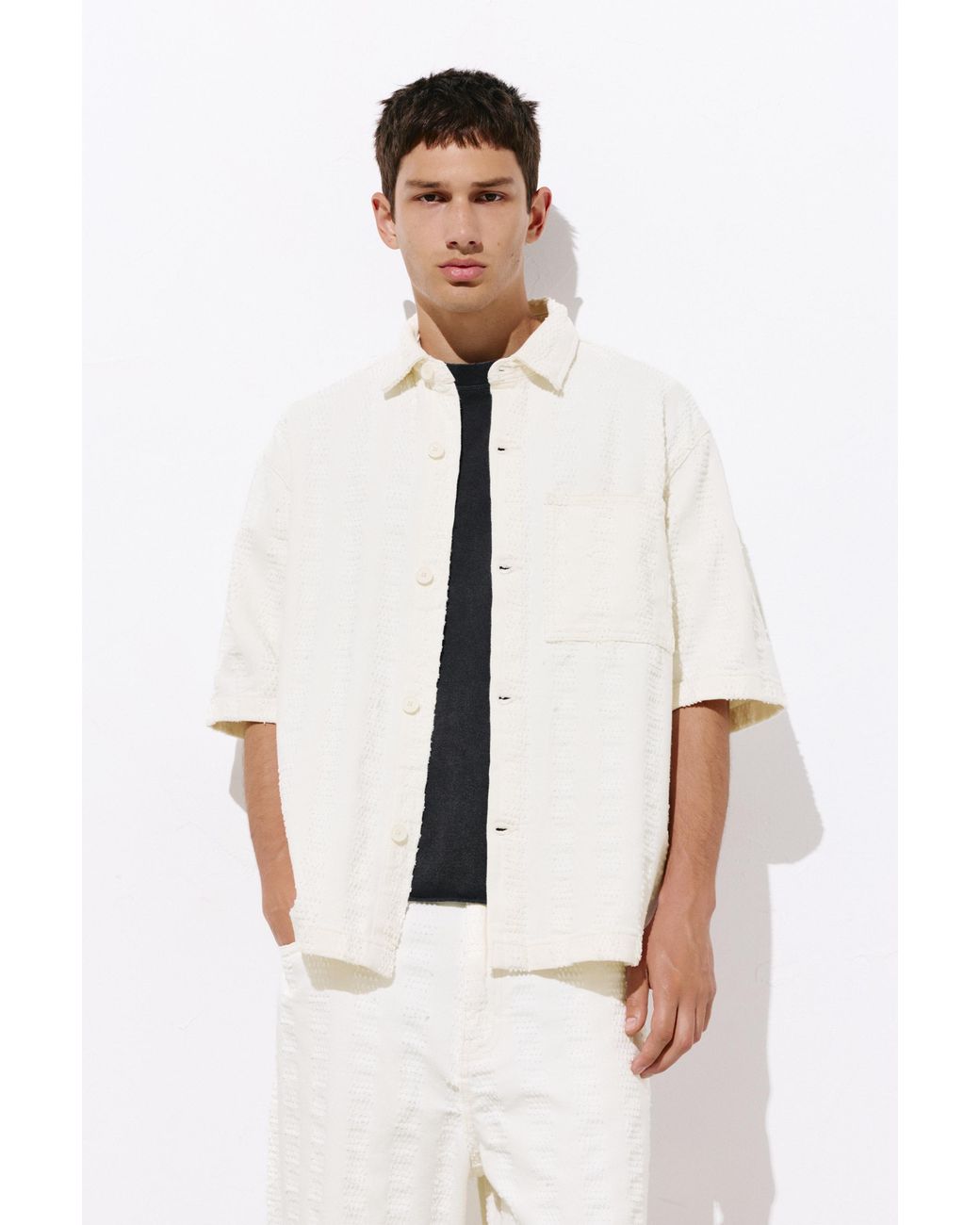 Pull&Bear Jacquard Overhemd in het White voor heren