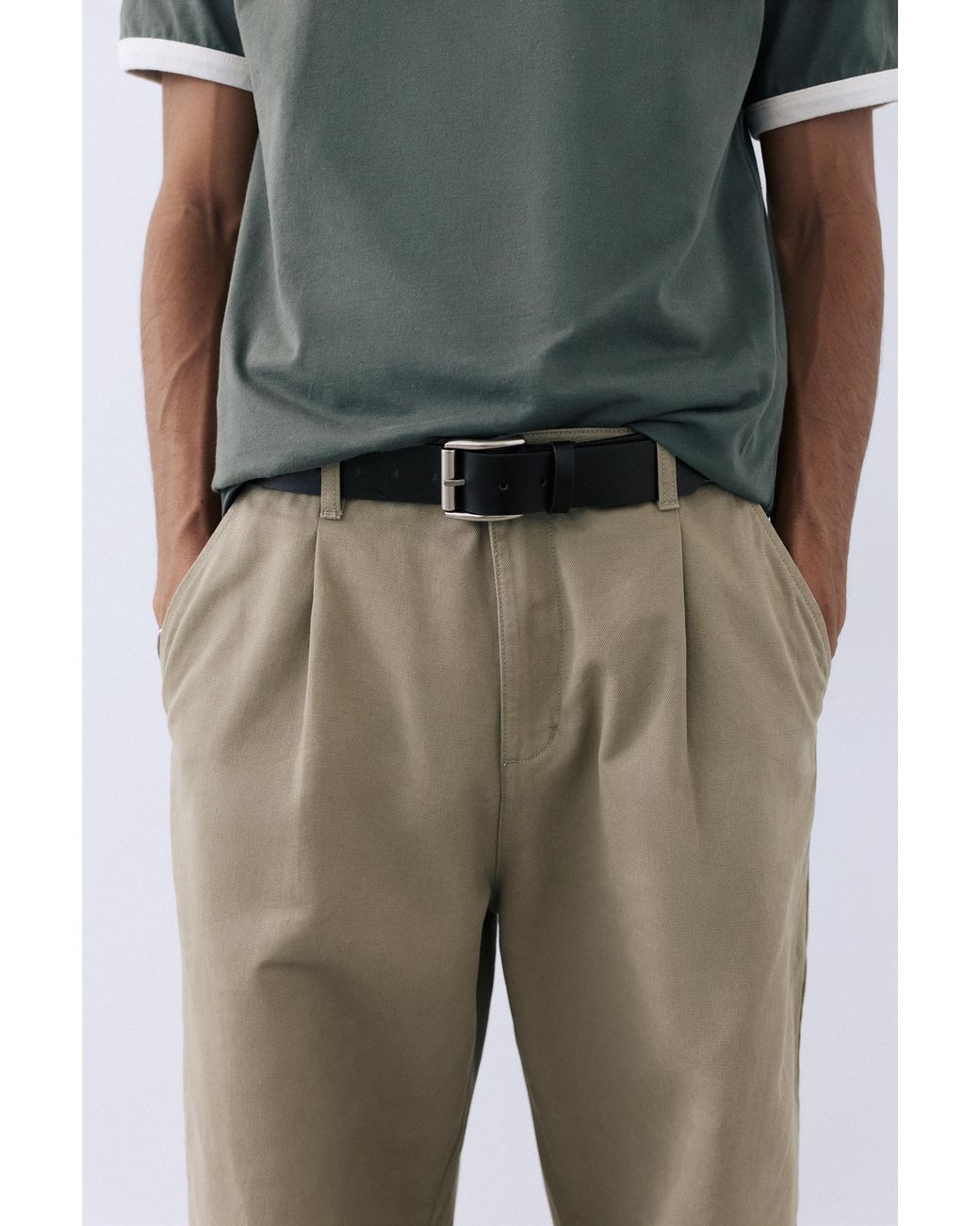 Pull&Bear Blue Leather-Effect Belt for men