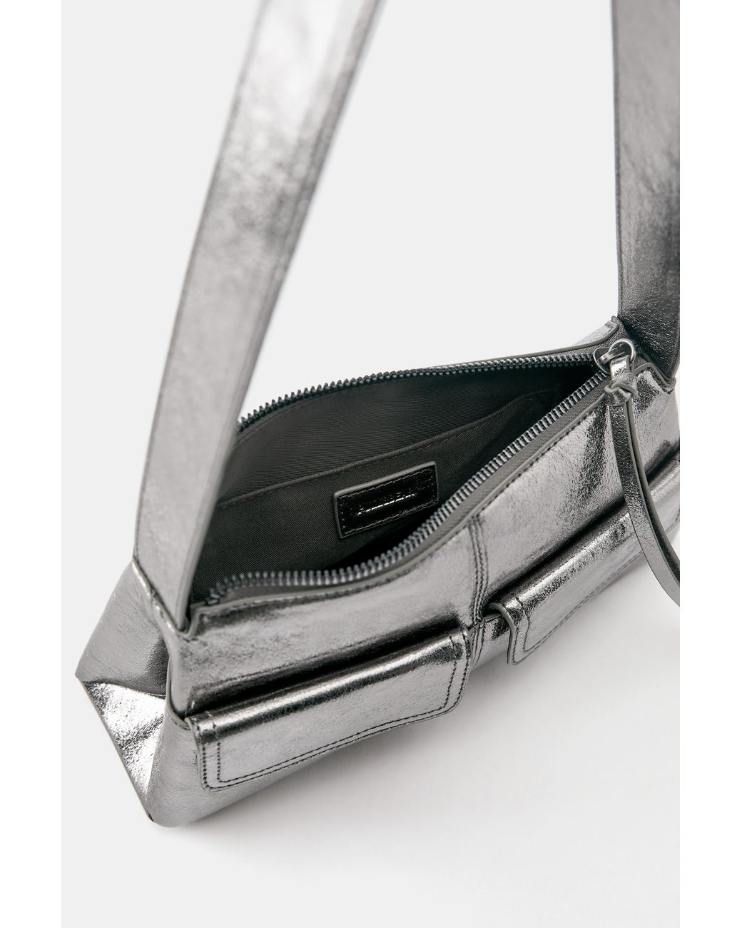 Pull&Bear White Metallic Multipocket Shoulder Bag