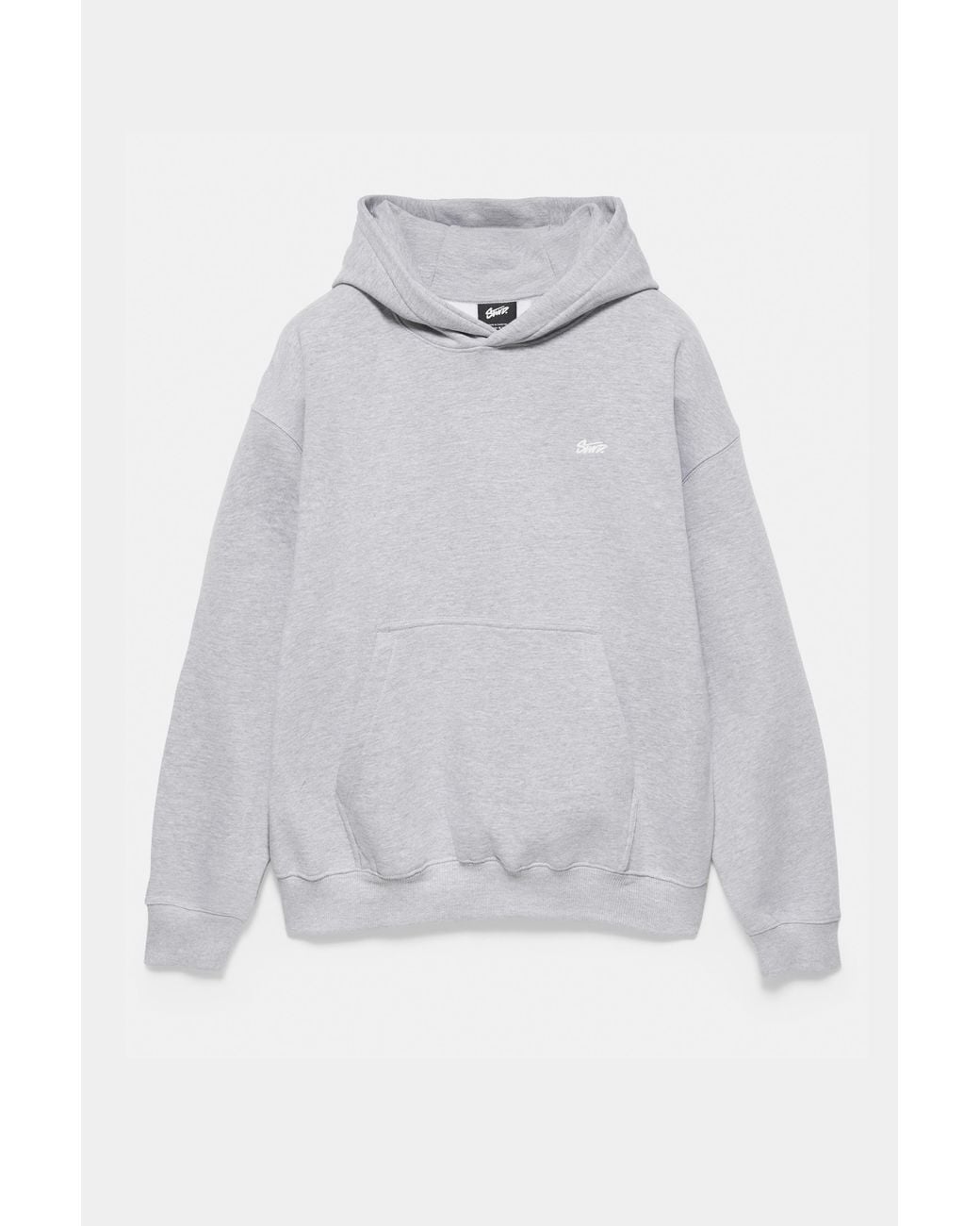 Pull&Bear Gray Stwd Logo Boxy Hoodie for men