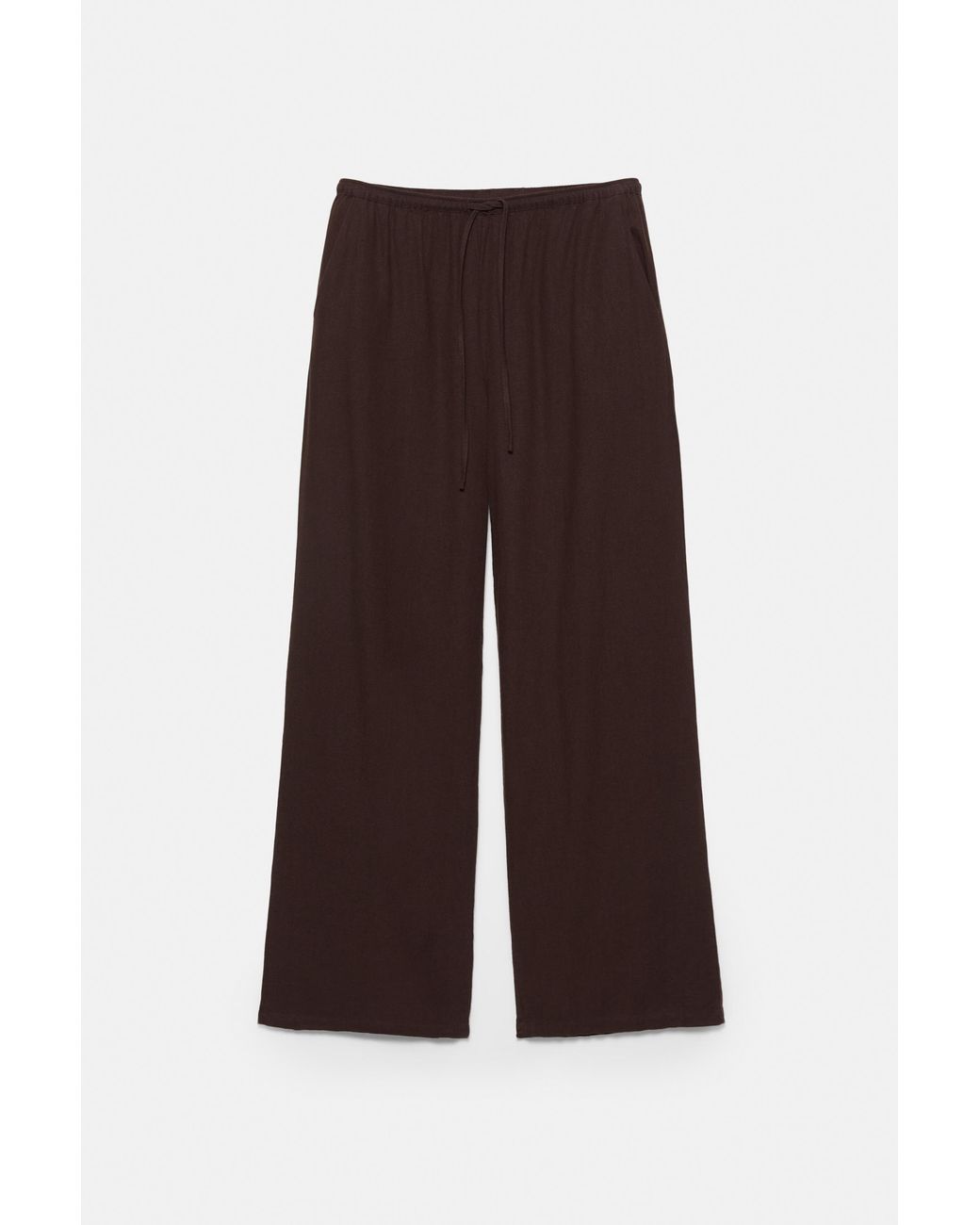 Pull&Bear Brown Flowing Trousers With Linen