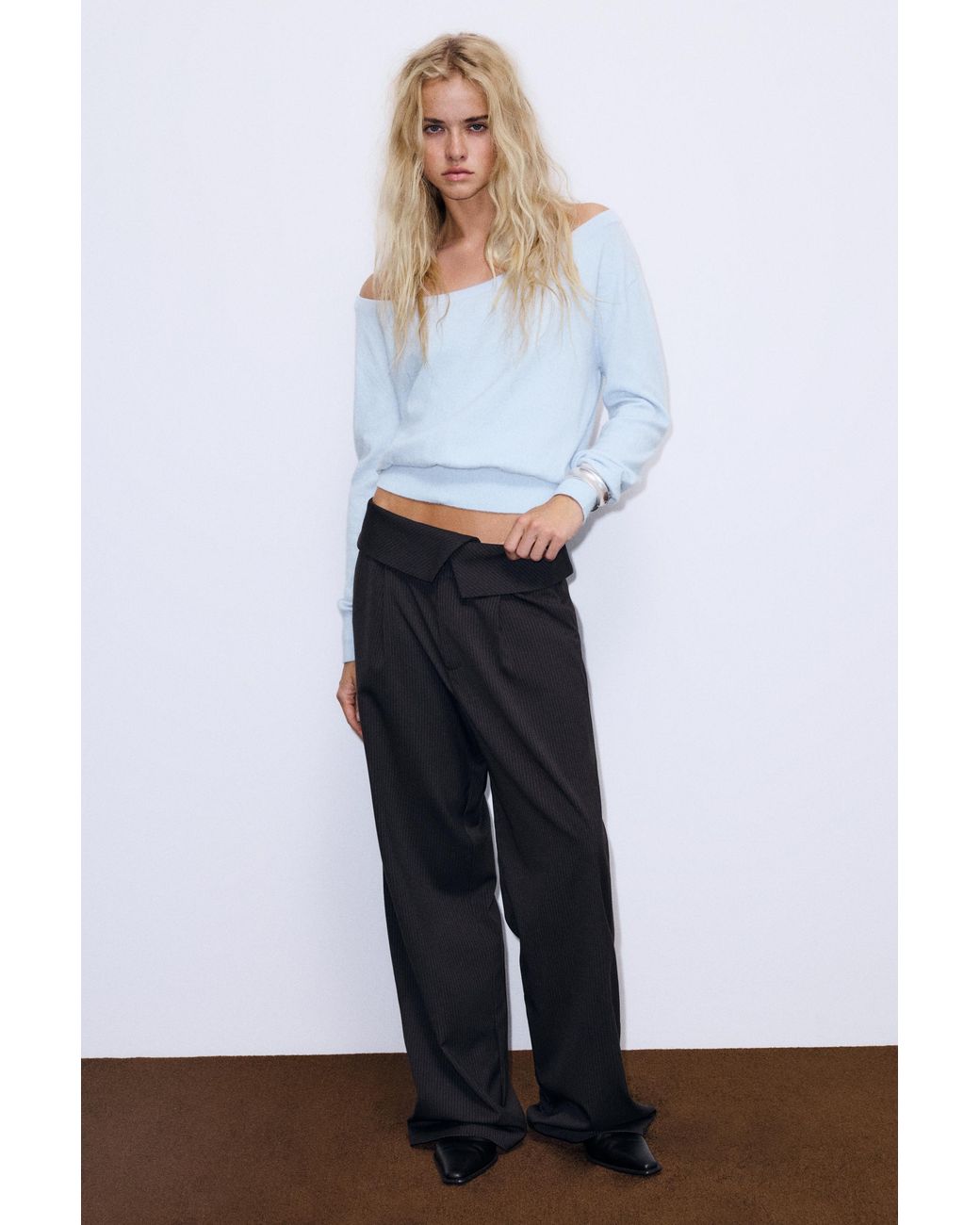 Pull&Bear White Boat-Neck Jumper