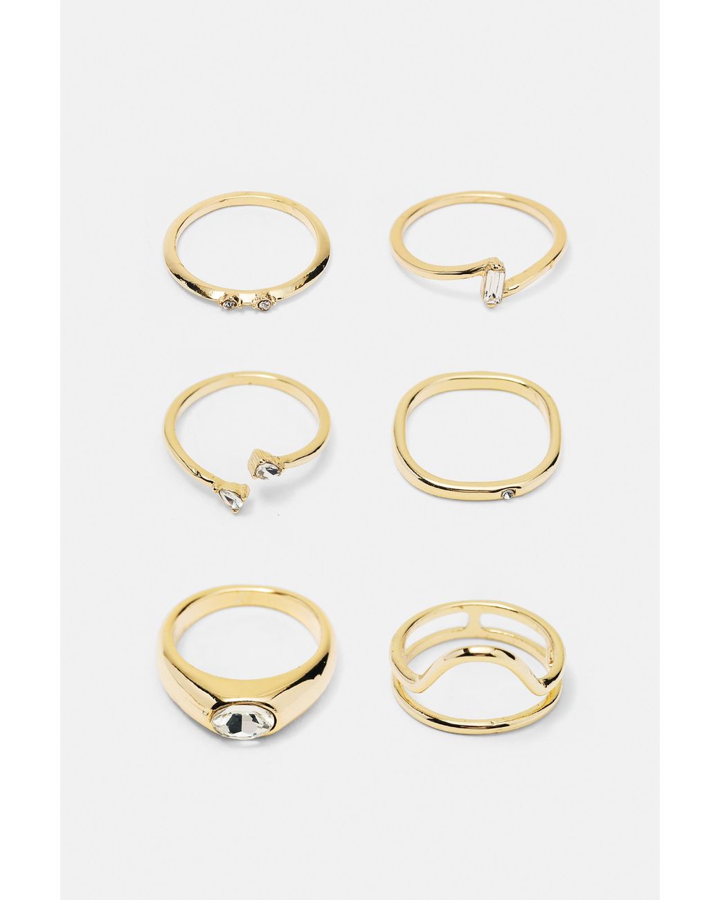 Pull&Bear White Pack Of 6 Slim Rings