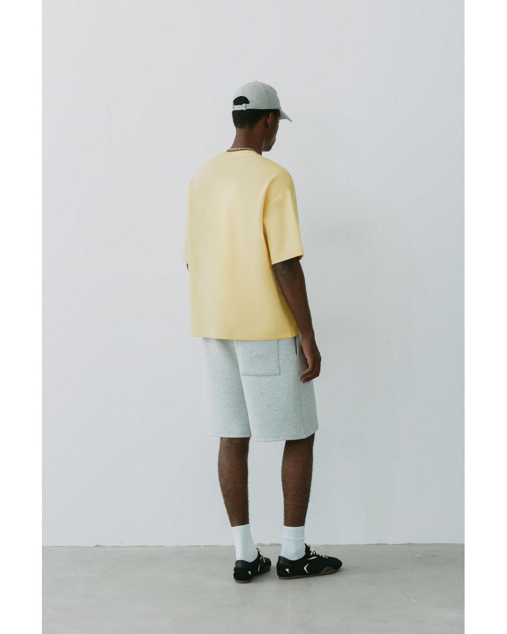 Pull&Bear Yellow Short Sleeve Sweatshirt With Raised Slogan for men
