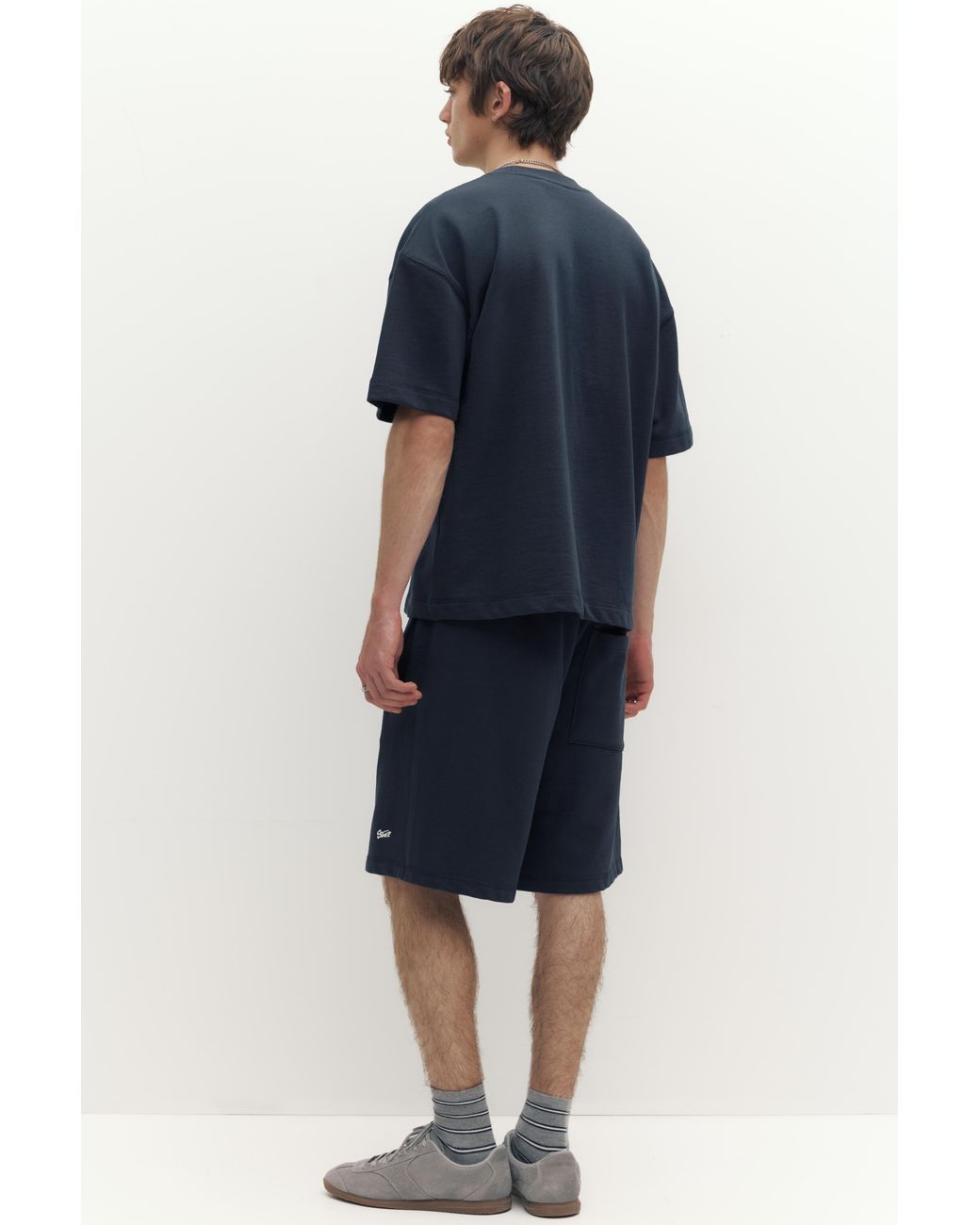 Pull&Bear Blue Short Sleeve Logo Sweatshirt for men
