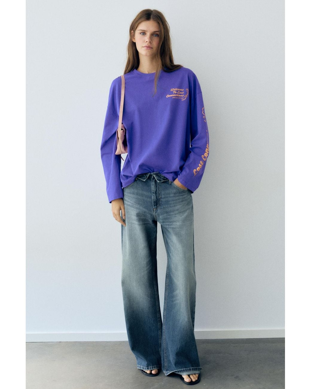 Pull&Bear Blue Long Sleeve Angel T-Shirt