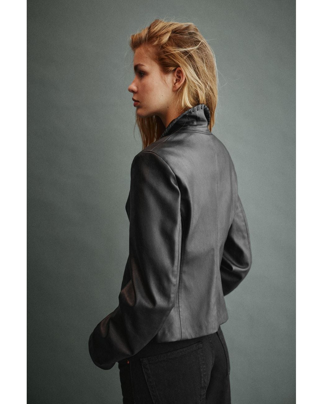 Pull&Bear Getailleerde Blazer Met Leereffect in het Gray