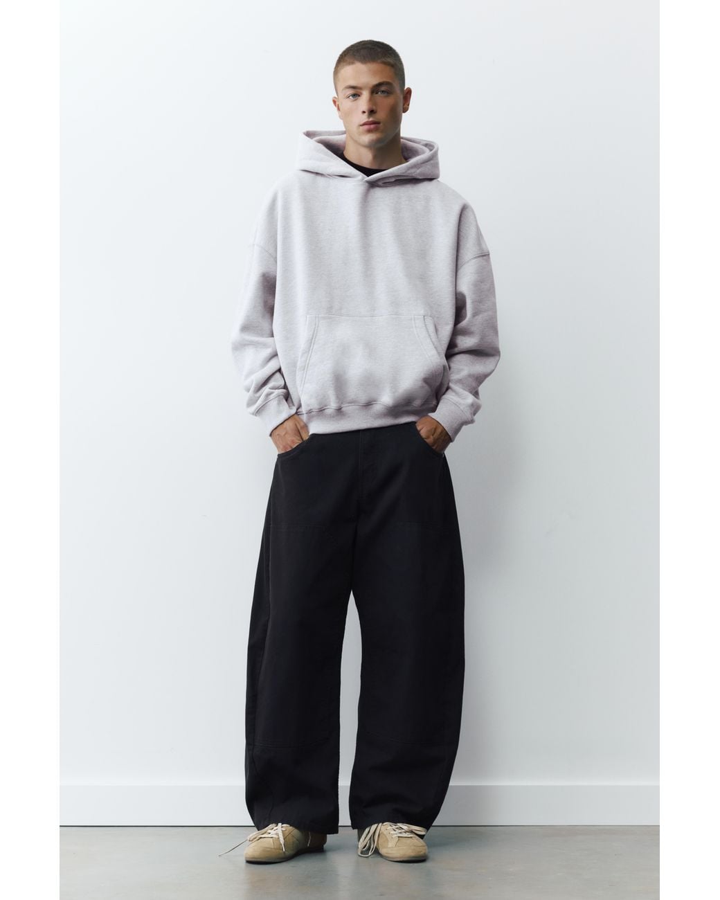 Pull&Bear Boxy Fit Hoodie in het White voor heren