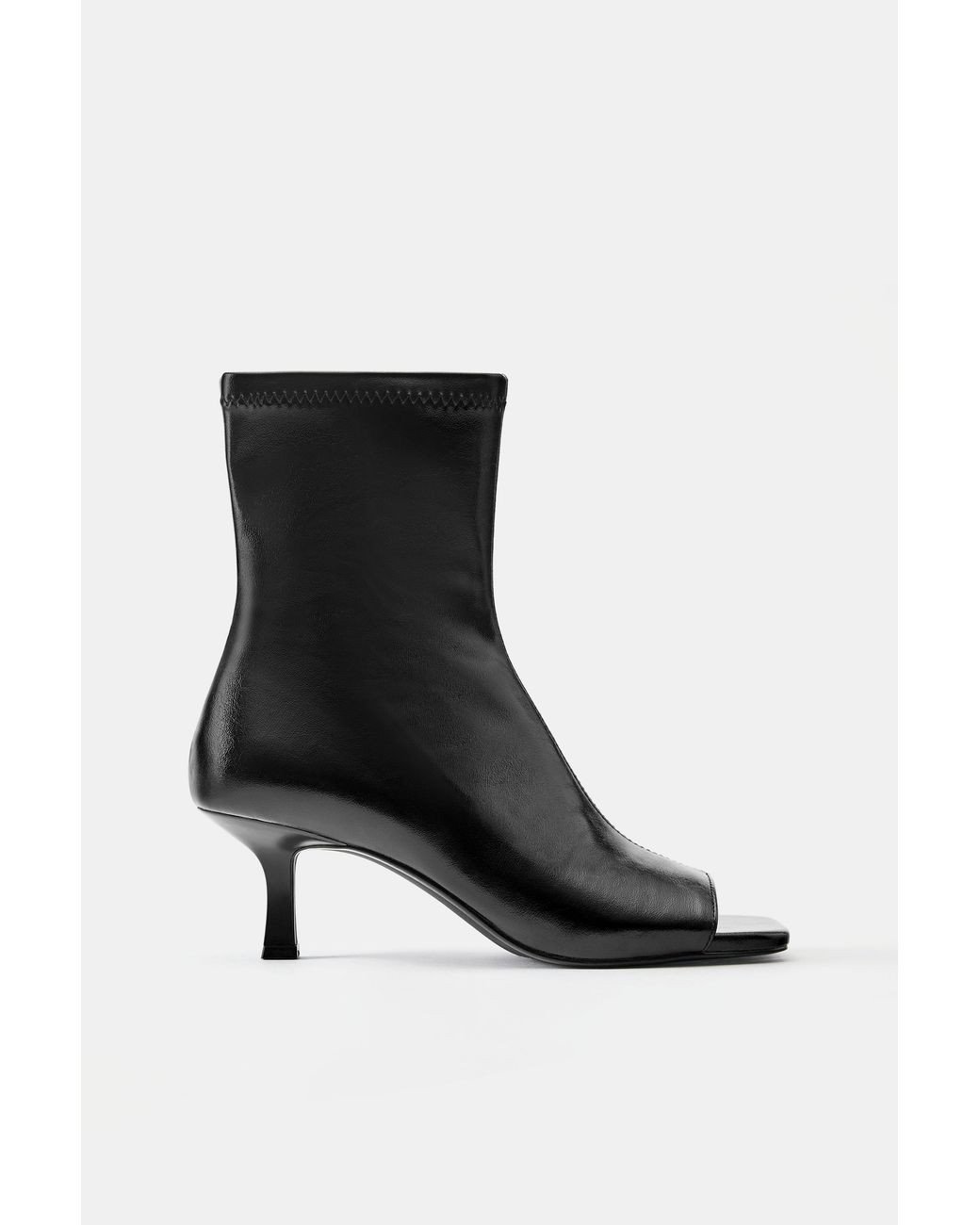 Pull&Bear Black Peep-Toe-Absatzstiefeletten