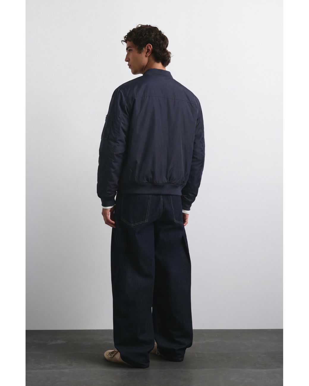 Pull&Bear Blue Quilted Bomber Jacket for men