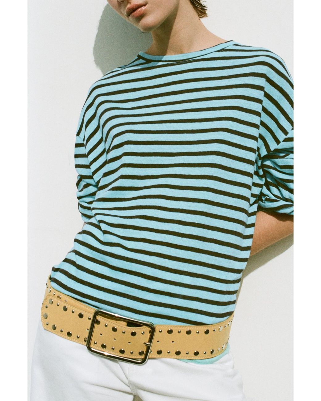 Pull&Bear Natural Wide Studded Belt