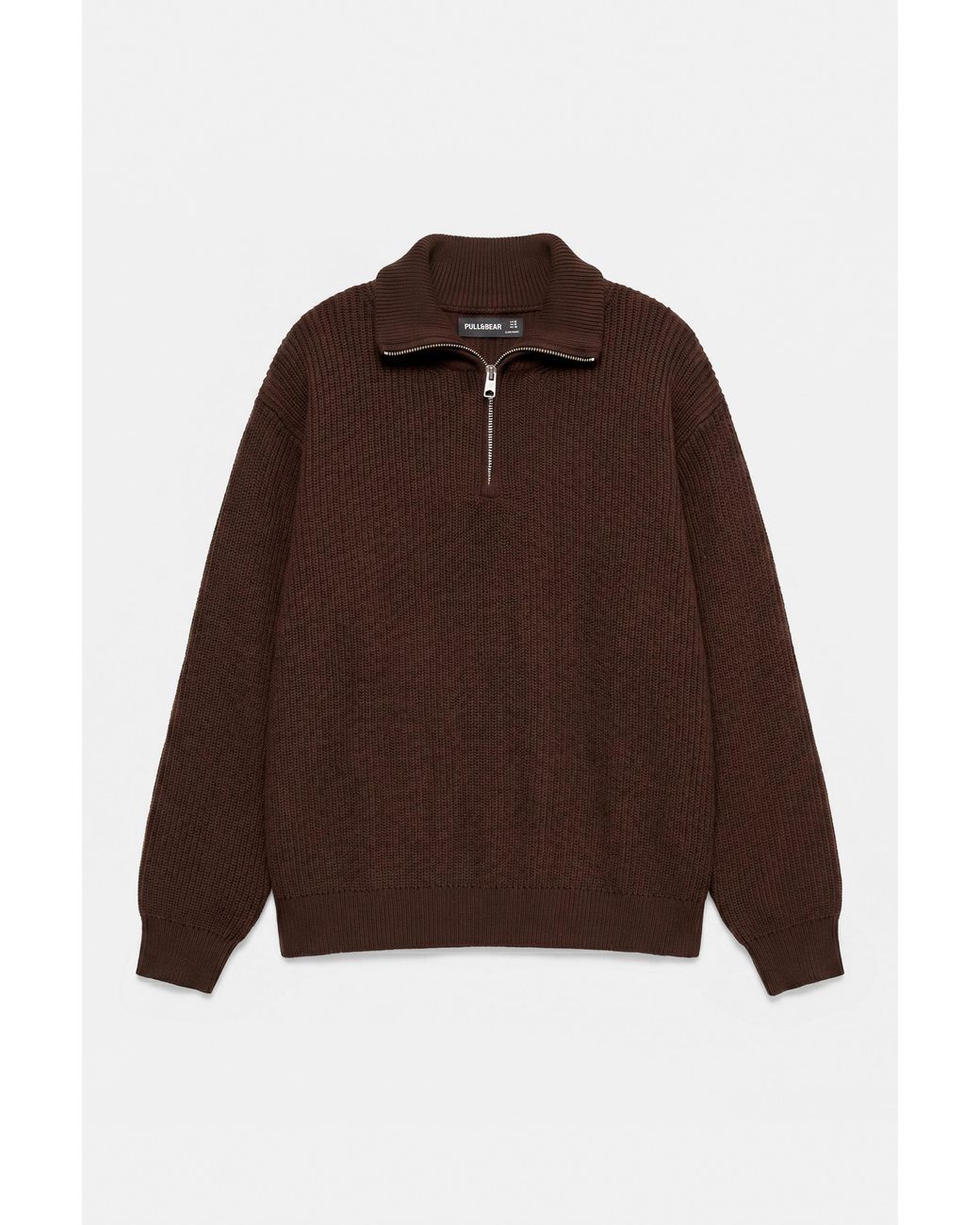 Pull&Bear Brown Quarter-Zip Jumper for men