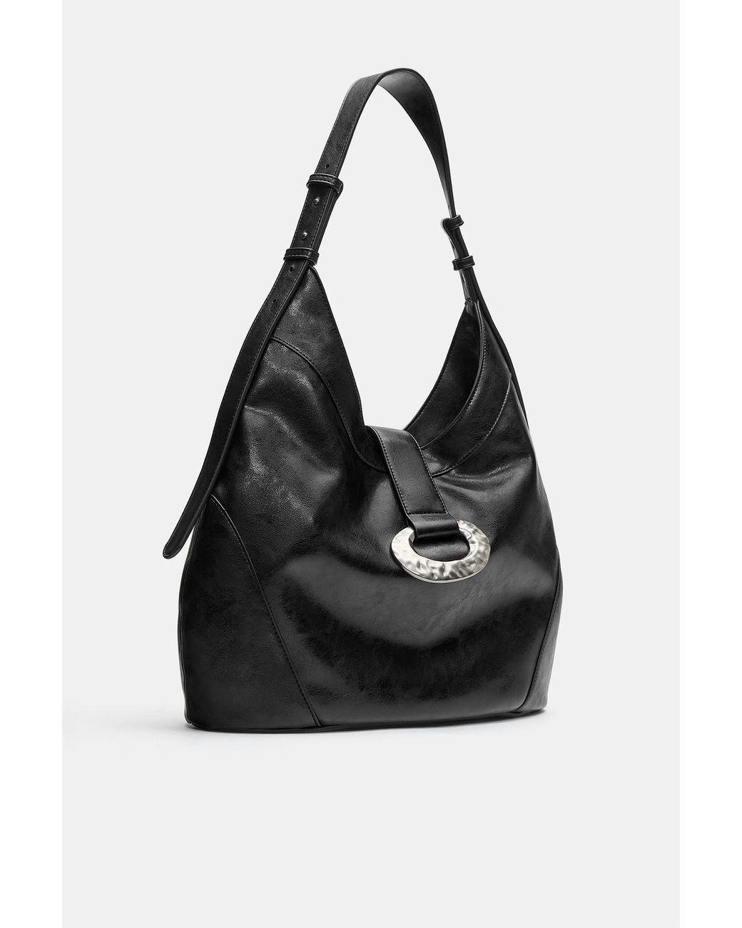 Pull&Bear Black Ring Detail Tote Bag