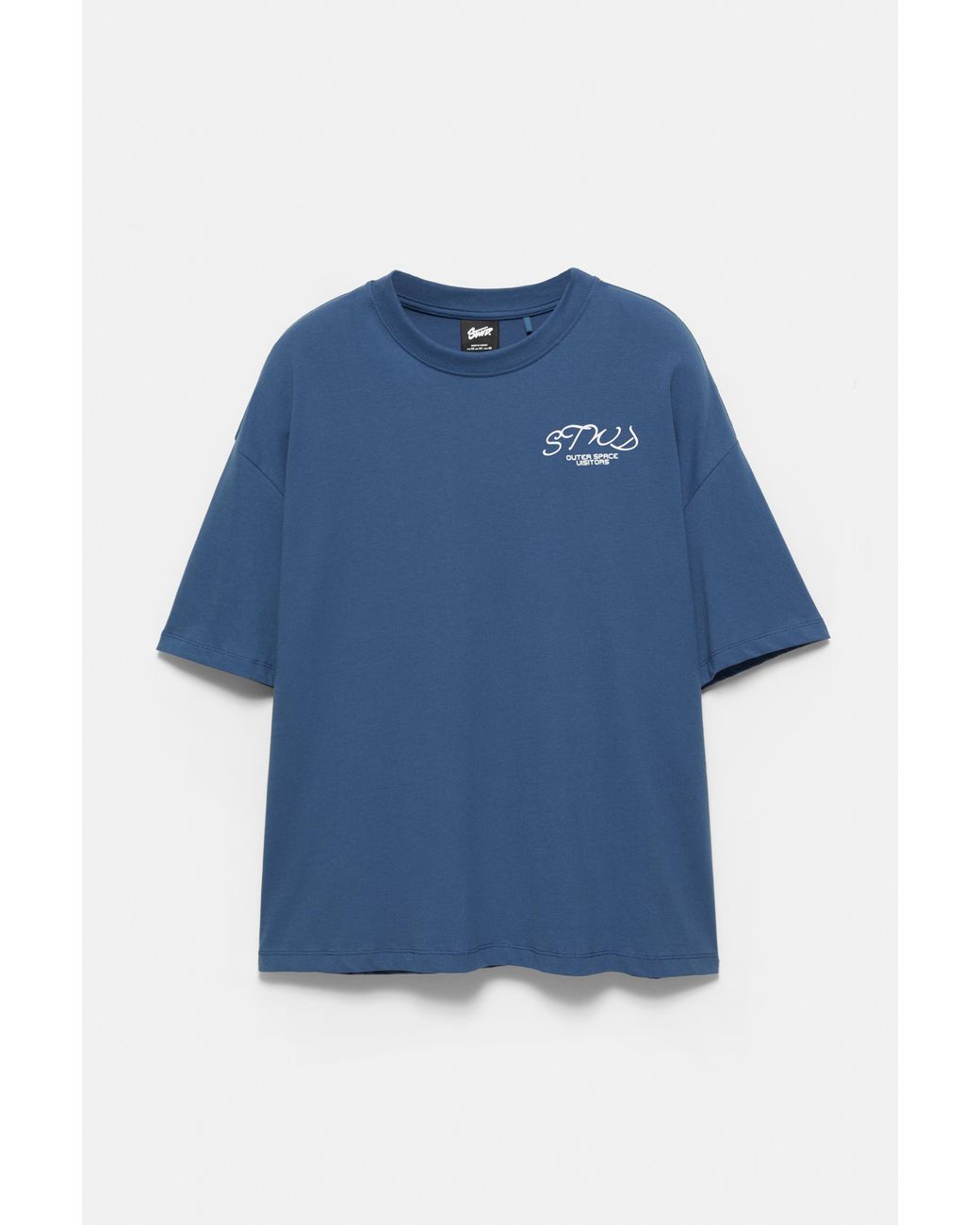 Pull&Bear Blue Boxy Graphic T-Shirt for men