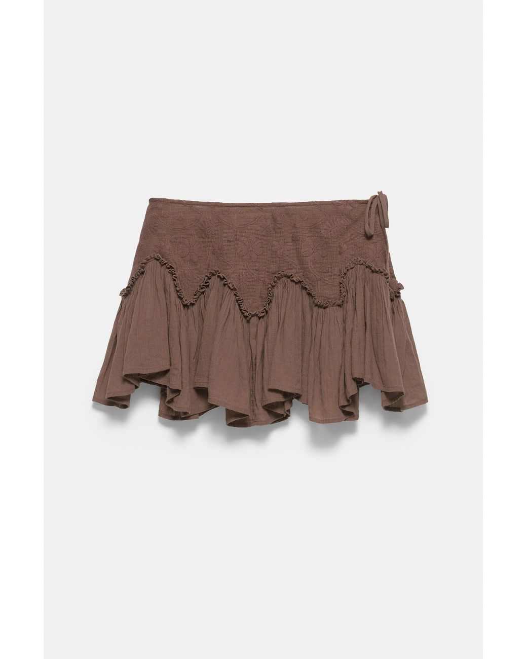 Pull&Bear Green Ruffled Mini Skirt