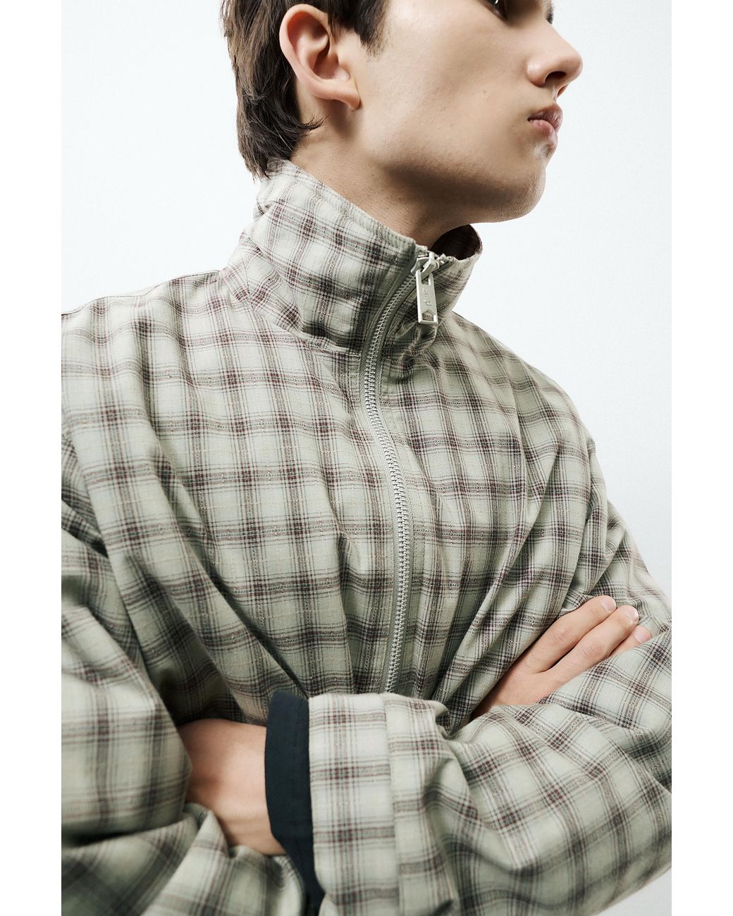 Pull&Bear Gray Check Jacket for men