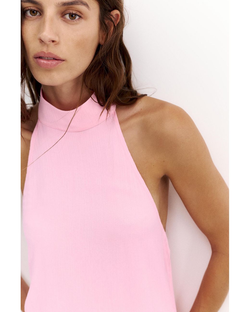 Pull&Bear Pink Flowing Halter Top
