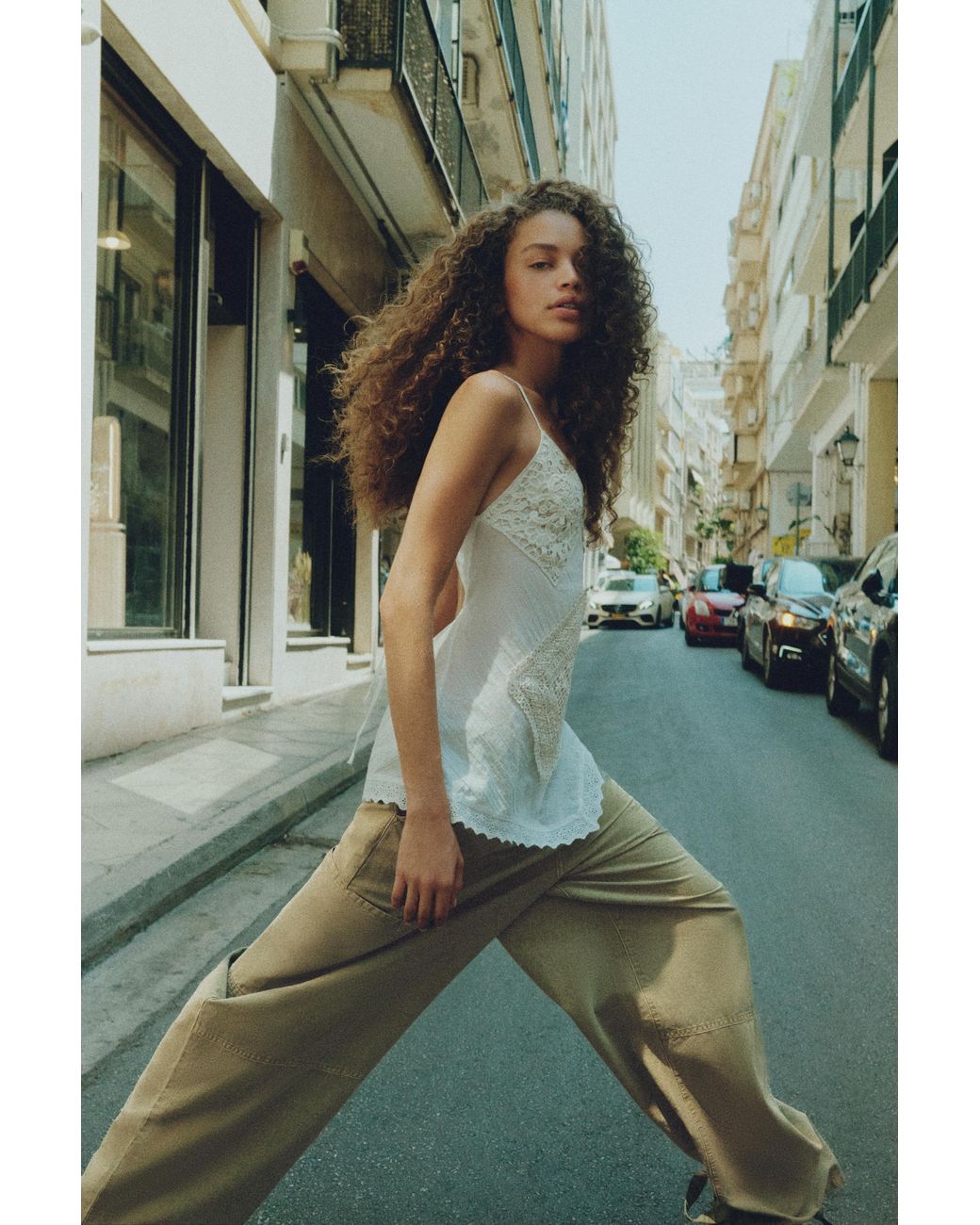 Pull&Bear Green Asymmetric Crochet Top