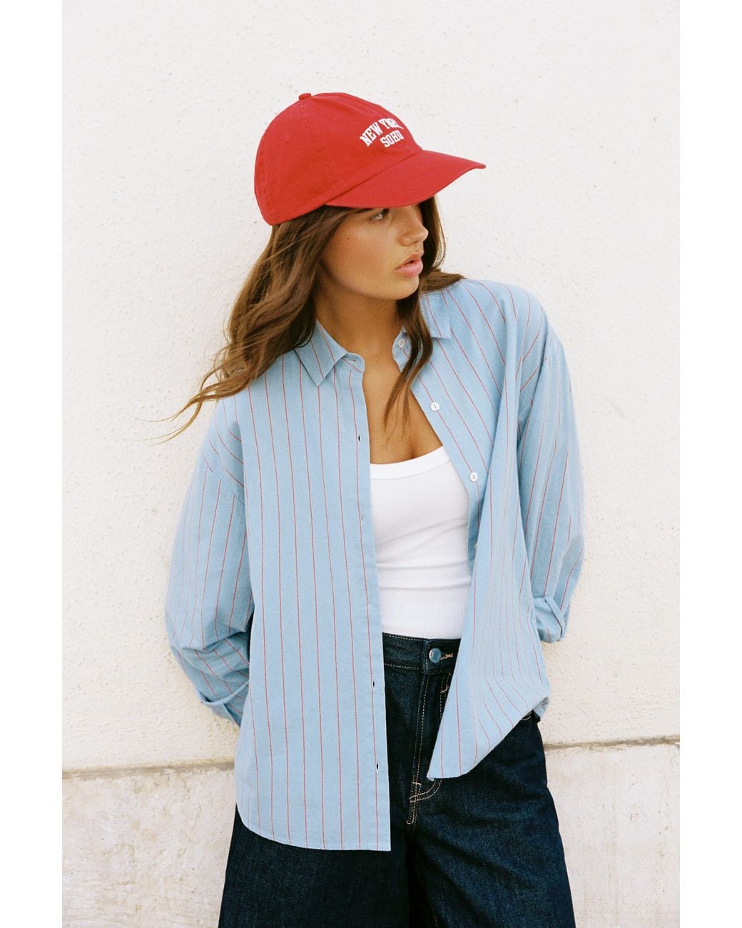 Pull&Bear White Sky Striped Shirt