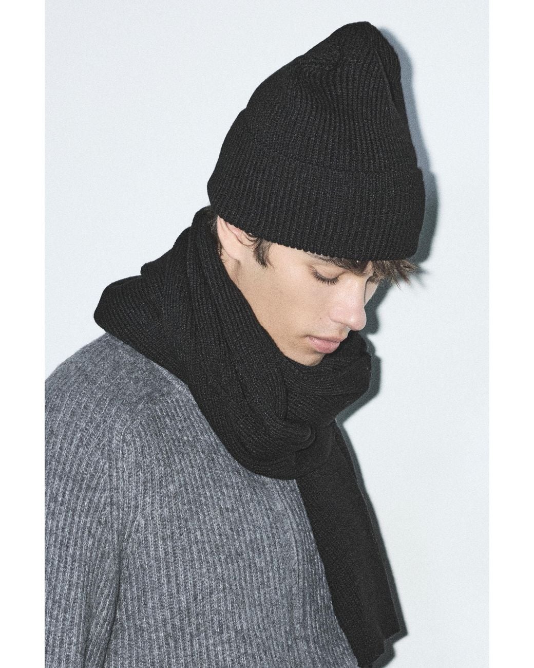 Pull&Bear Black Basic Beanie for men