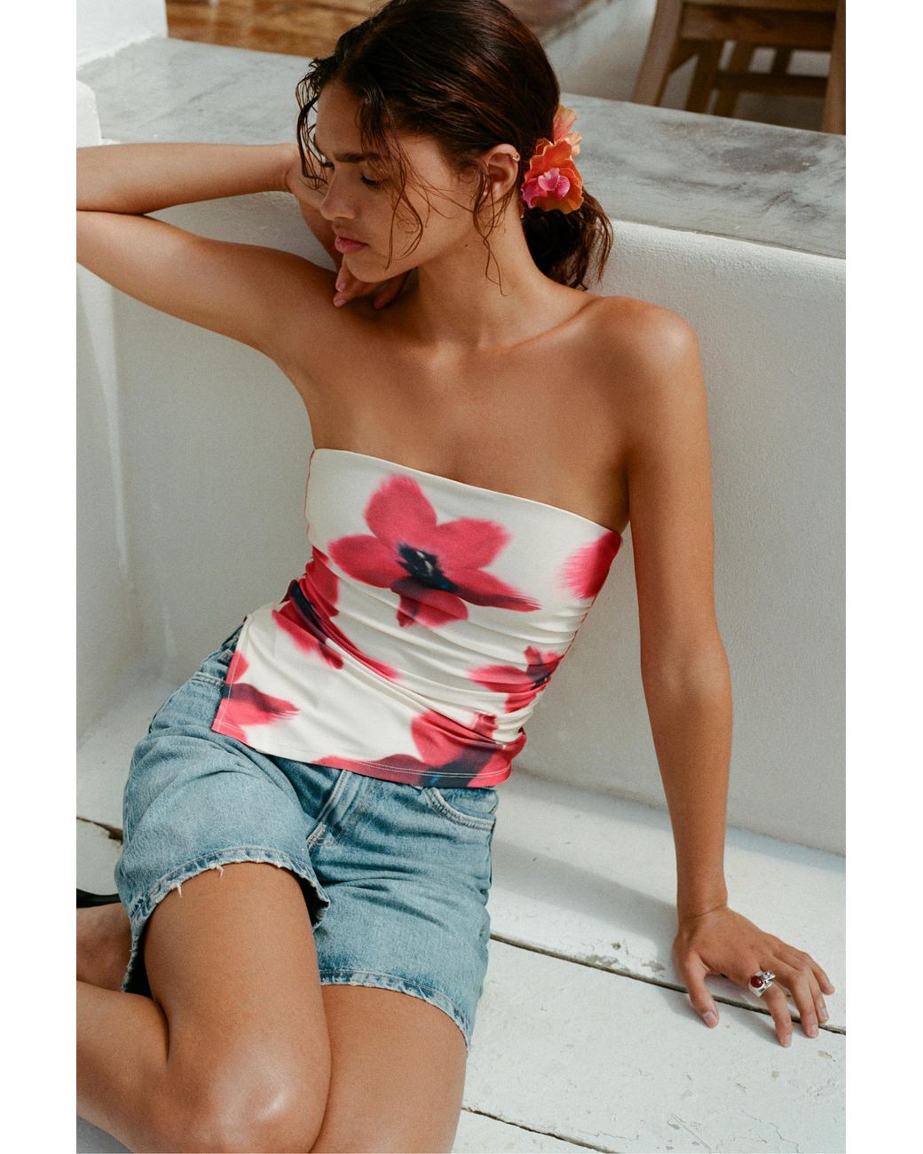 Pull&Bear Multicolor Floral Bandeau Top