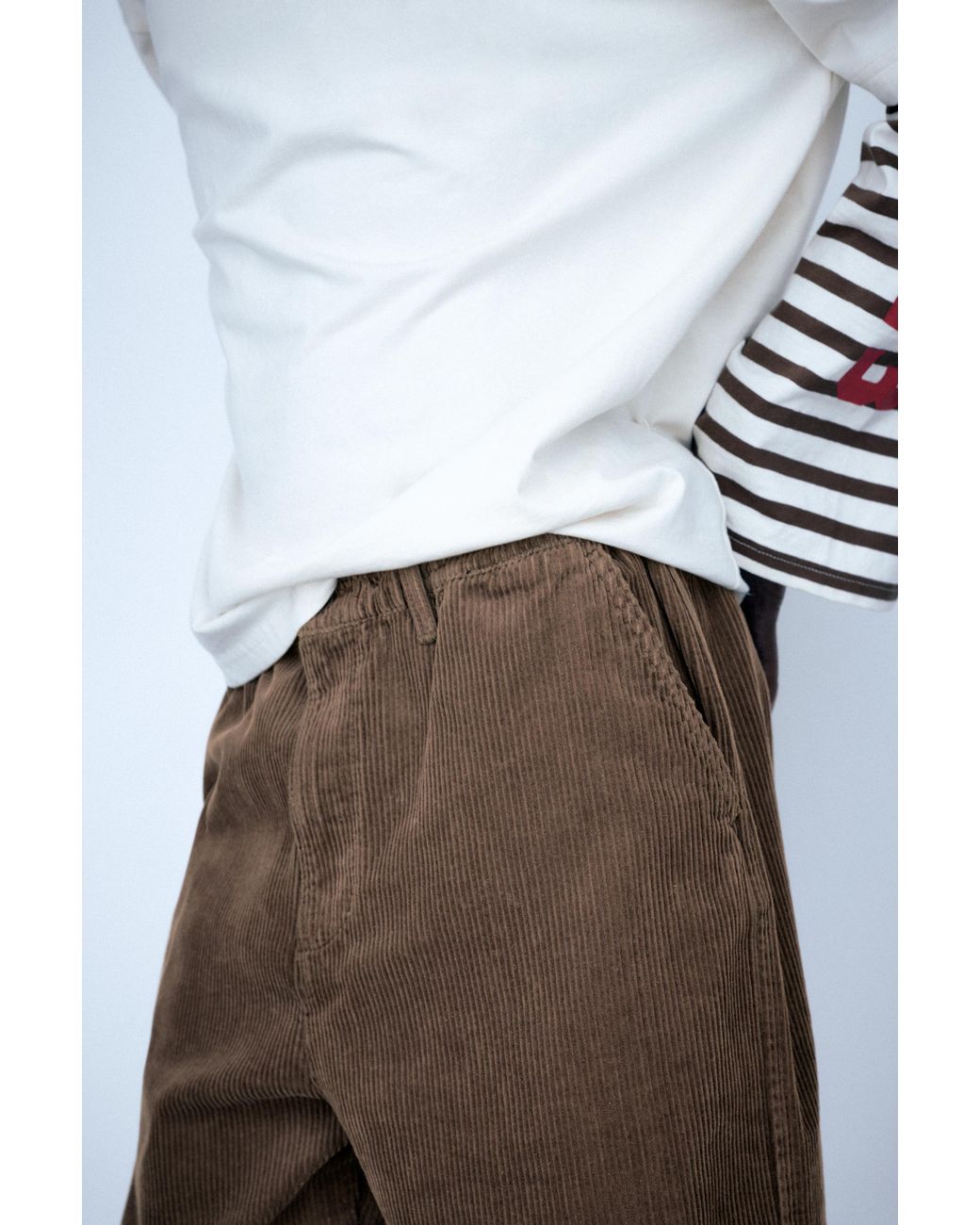 Pull&Bear White Corduroy Trousers for men