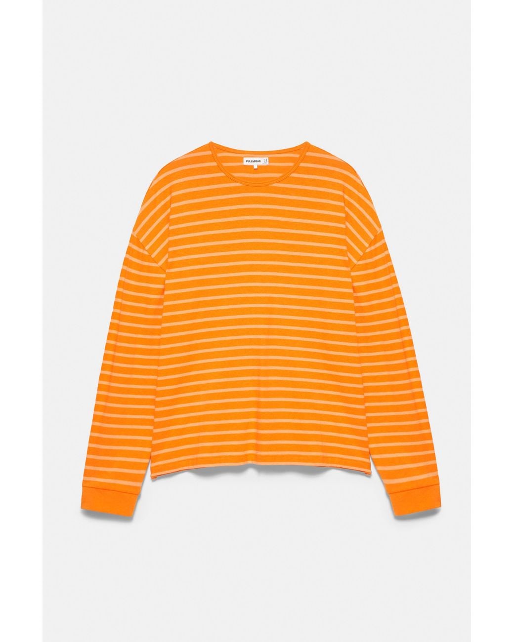 Pull&Bear Orange Striped Long Sleeve T-Shirt