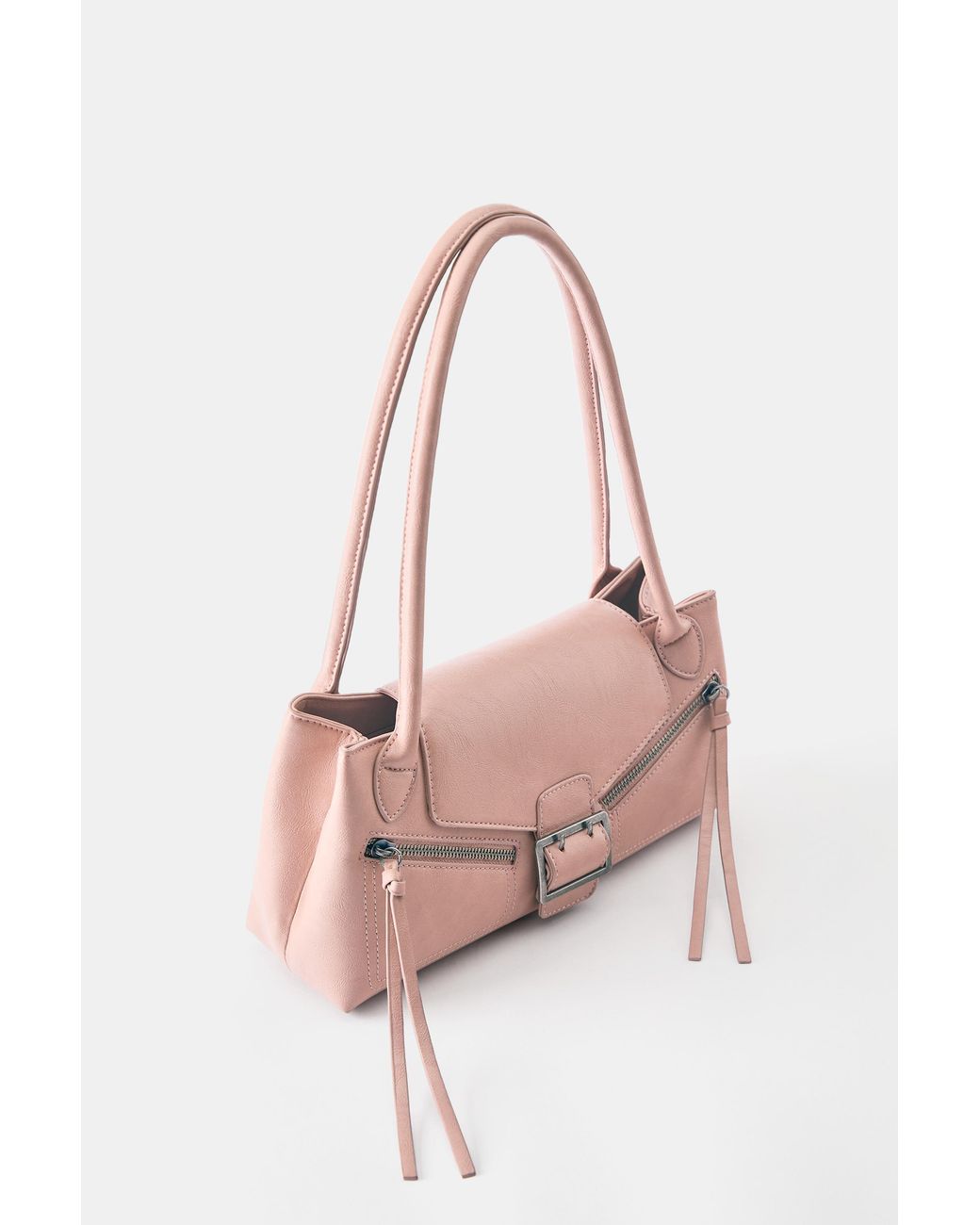 Pull&Bear Pink Shoulder Bag With Buckle And Zip Details