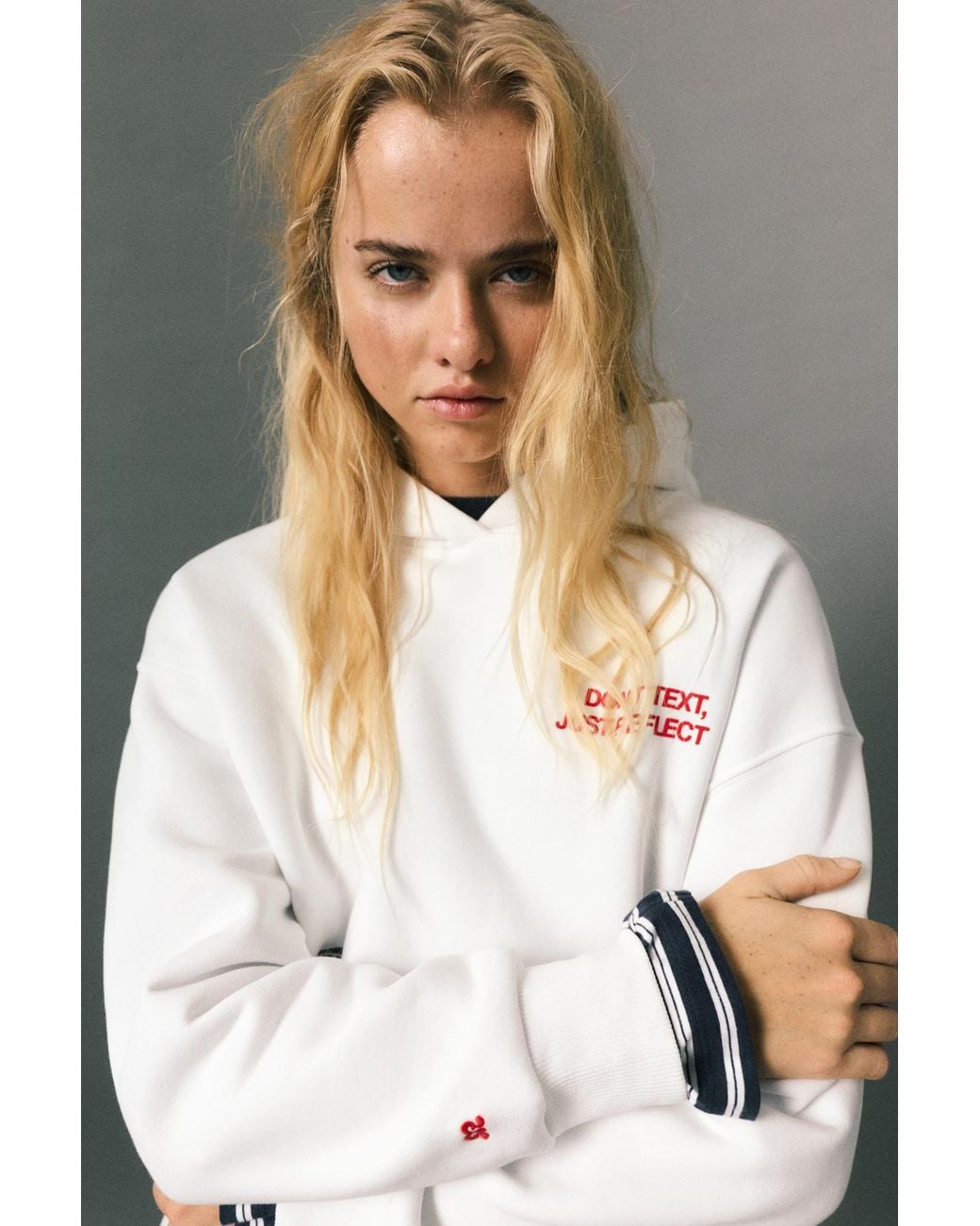 Pull&Bear Green Graphic Hood Sweatshirt