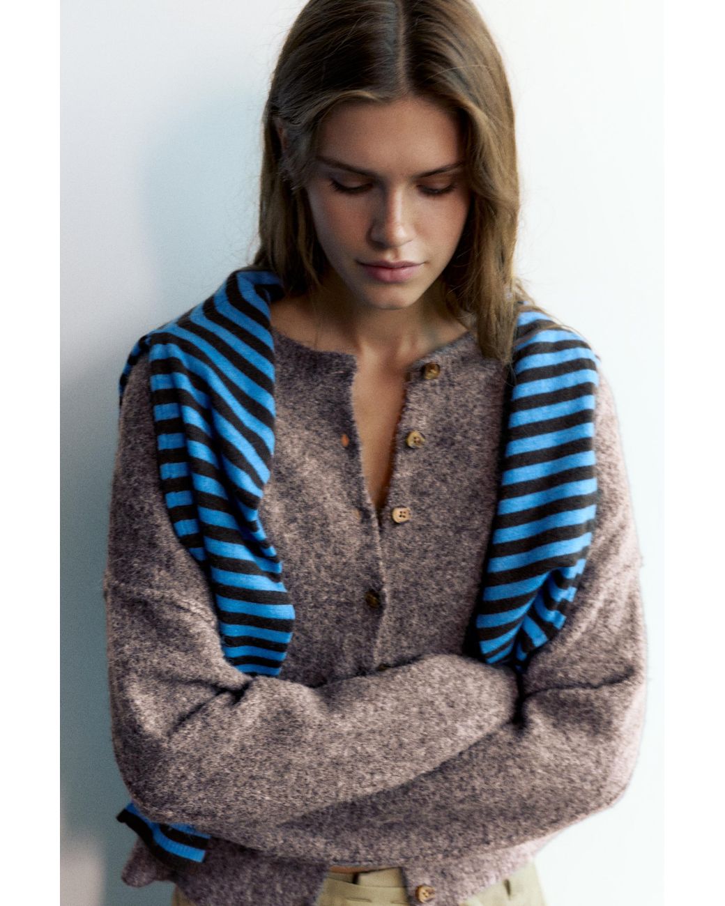 Cardigan Morbido Al Tatto di Pull&Bear in Brown