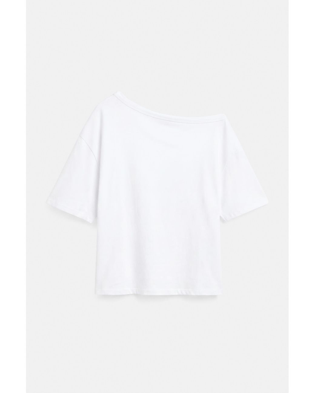Pull&Bear Gray Asymmetric Short Sleeve T-Shirt